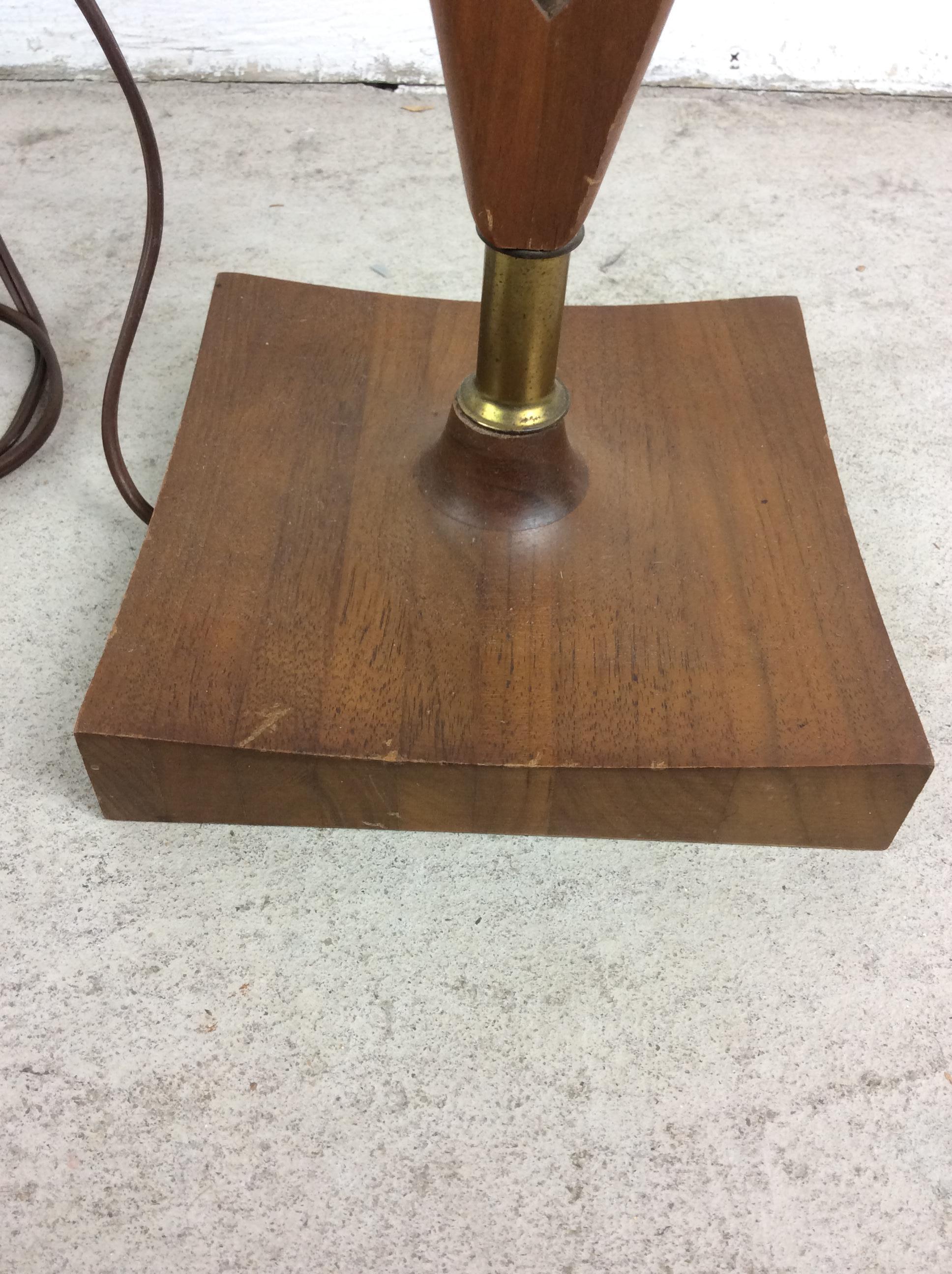 Mid Century Modern Walnut Table Lamp with Barrel Shade For Sale 6