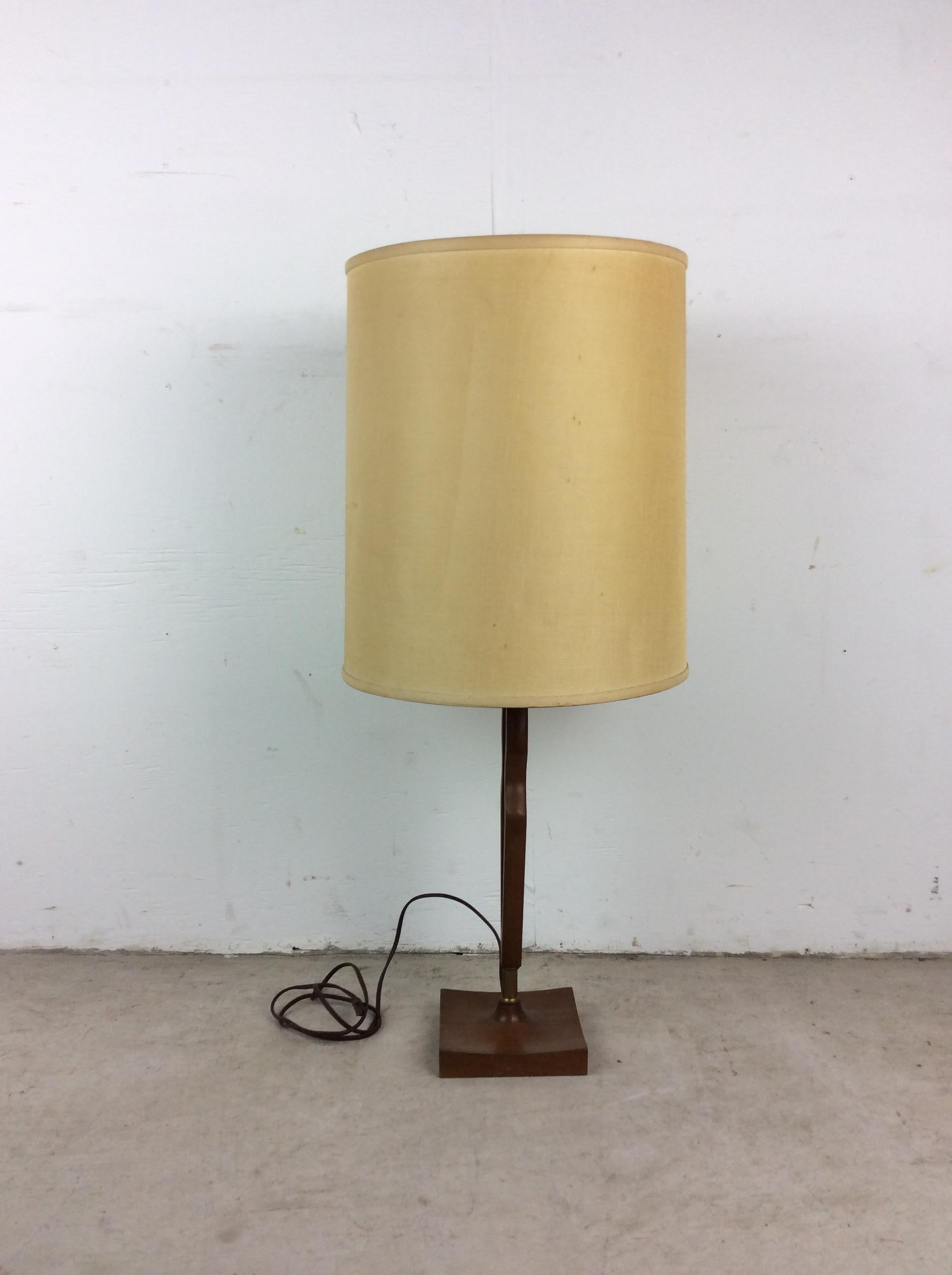 Mid-Century Modern Mid Century Modern Walnut Table Lamp with Barrel Shade For Sale