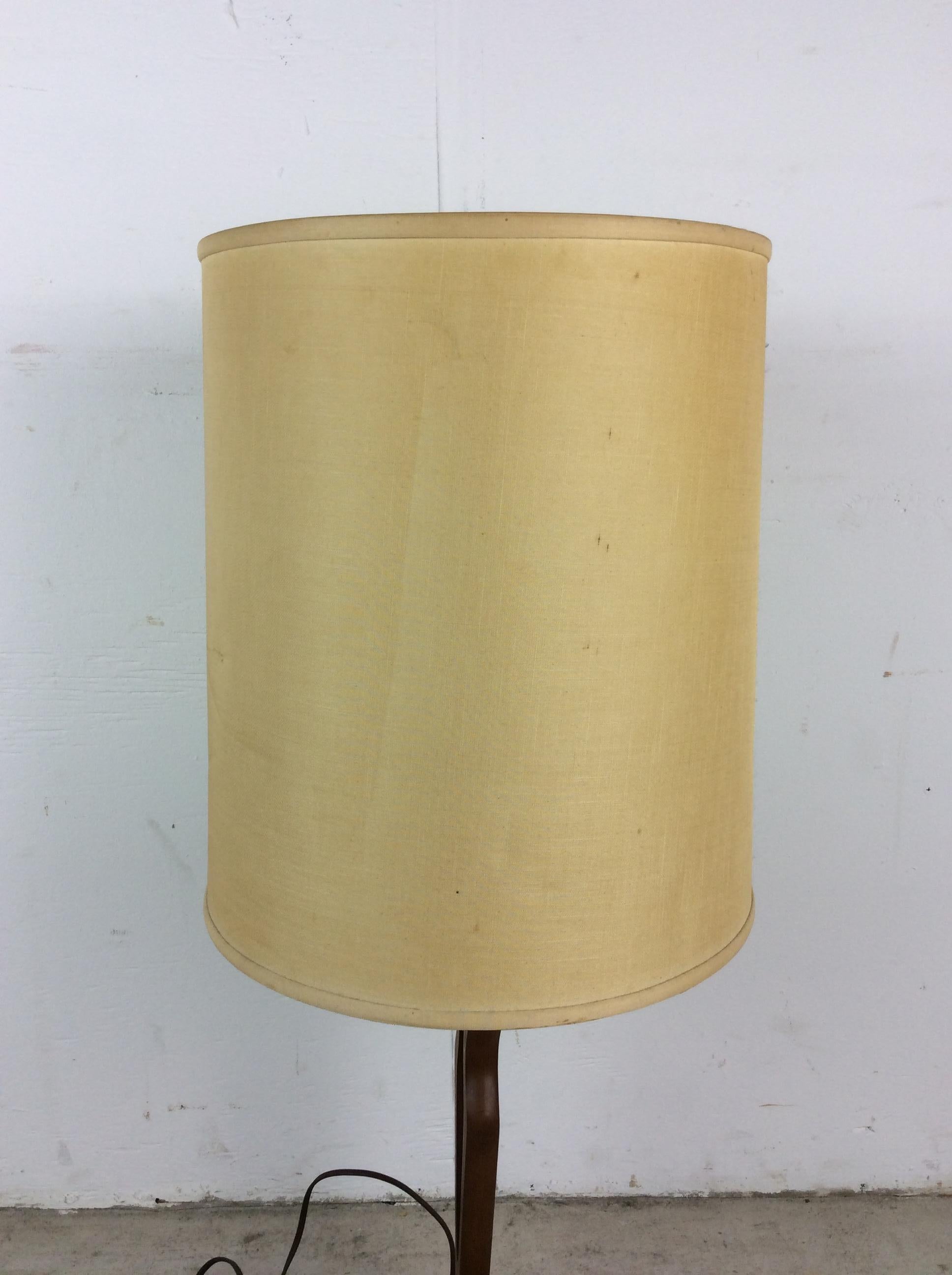 American Mid Century Modern Walnut Table Lamp with Barrel Shade For Sale