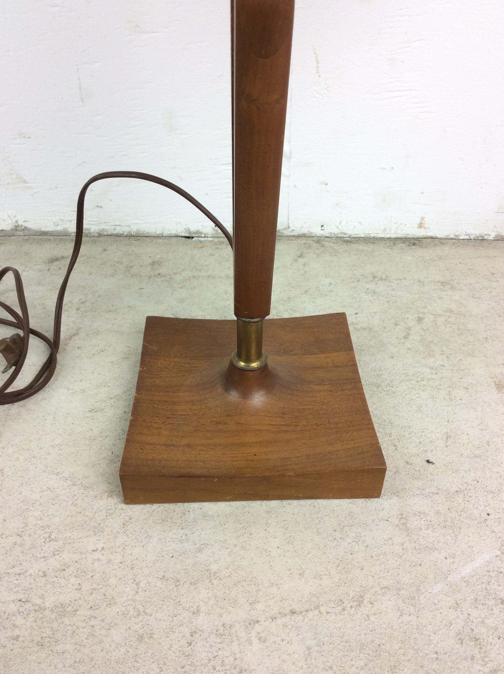 Mid-20th Century Mid Century Modern Walnut Table Lamp with Barrel Shade For Sale