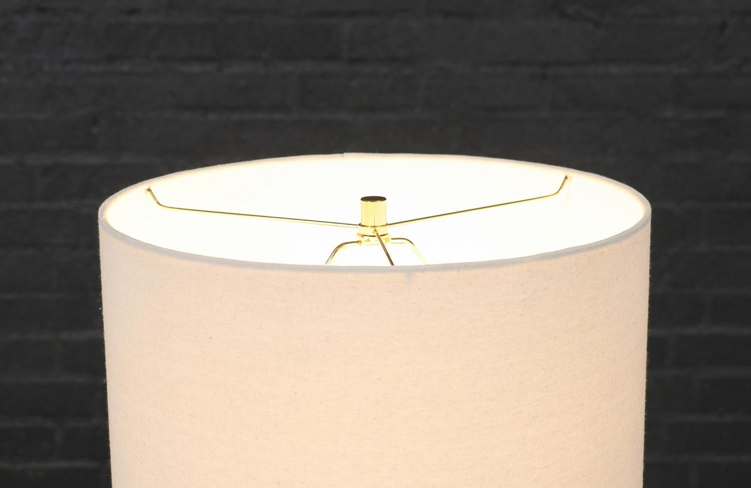 Métal Mid-Century Modern Walnut Table Lamps w/ Sculptural Metal Bases en vente