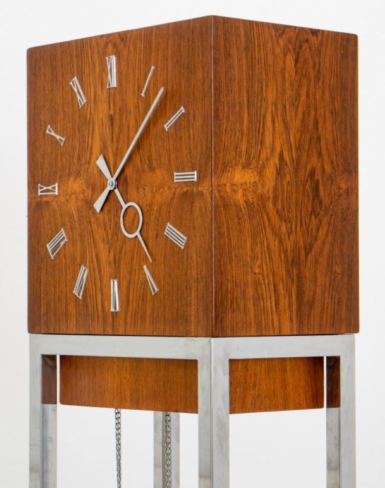 Mid-Century Modern Walnut Tall Case Clock, 1960s In Good Condition In Astoria, NY