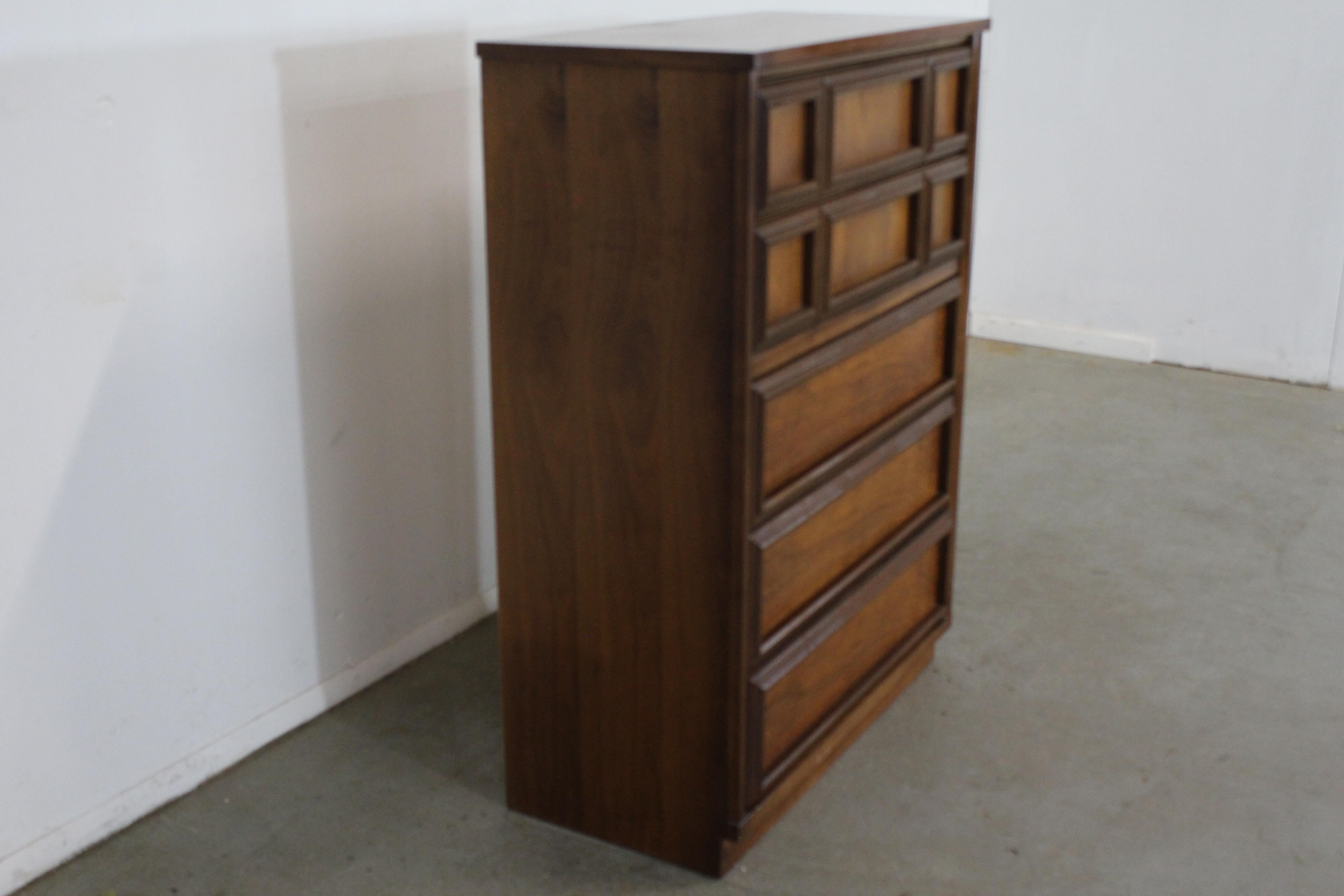 American Mid-Century Modern Walnut Tall Chest / Dresser For Sale