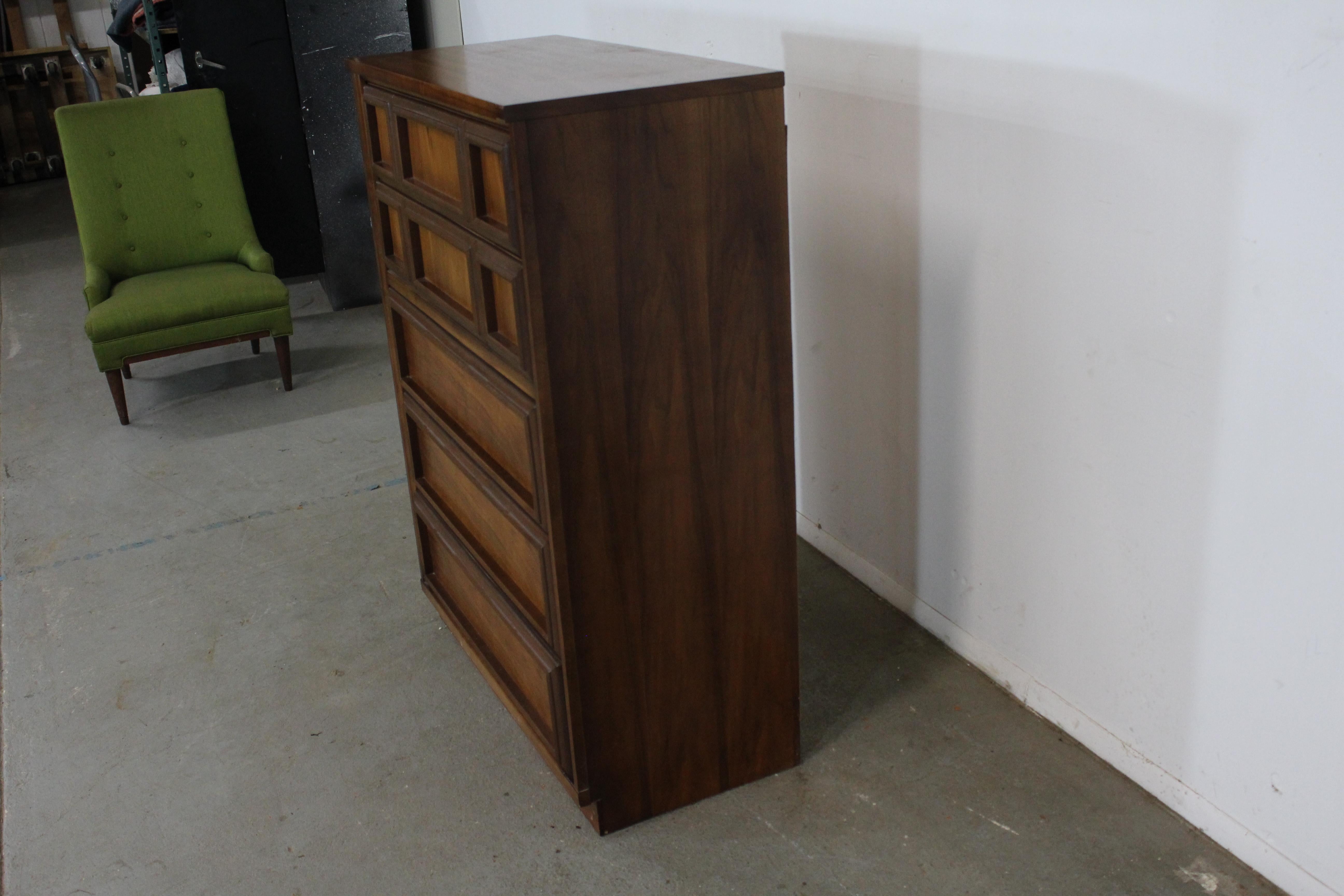 20th Century Mid-Century Modern Walnut Tall Chest / Dresser For Sale