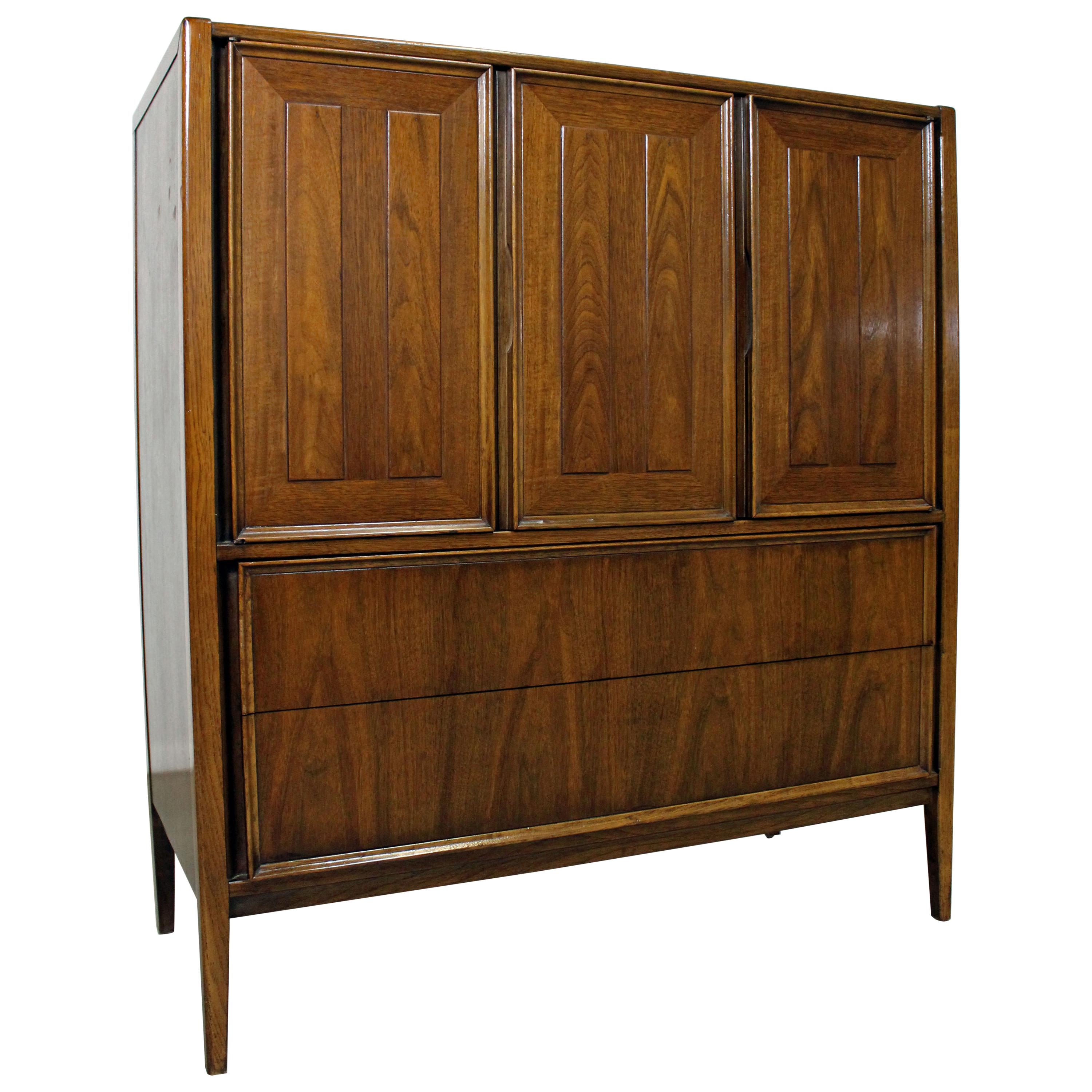 Mid-Century Modern Walnut Tall Chest Dresser