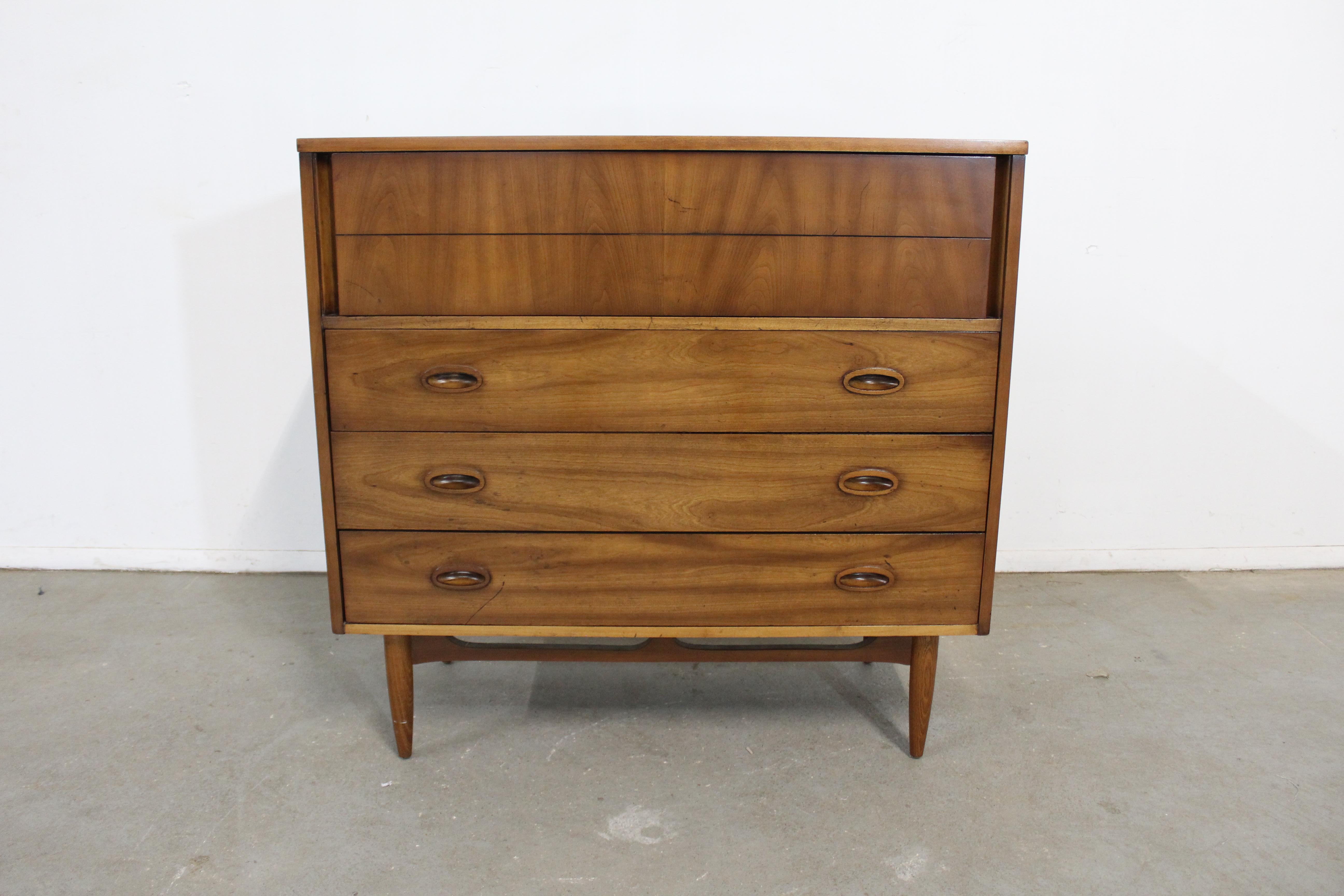 Mid-Century Modern Walnut Tall Chest on Pencil Legs 12