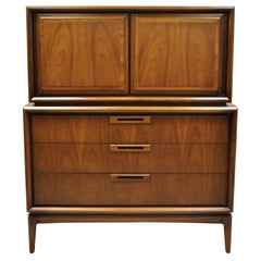 Used Mid-Century Modern Walnut Tall Dresser Bedroom Cabinet by Rubins Fine Furniture