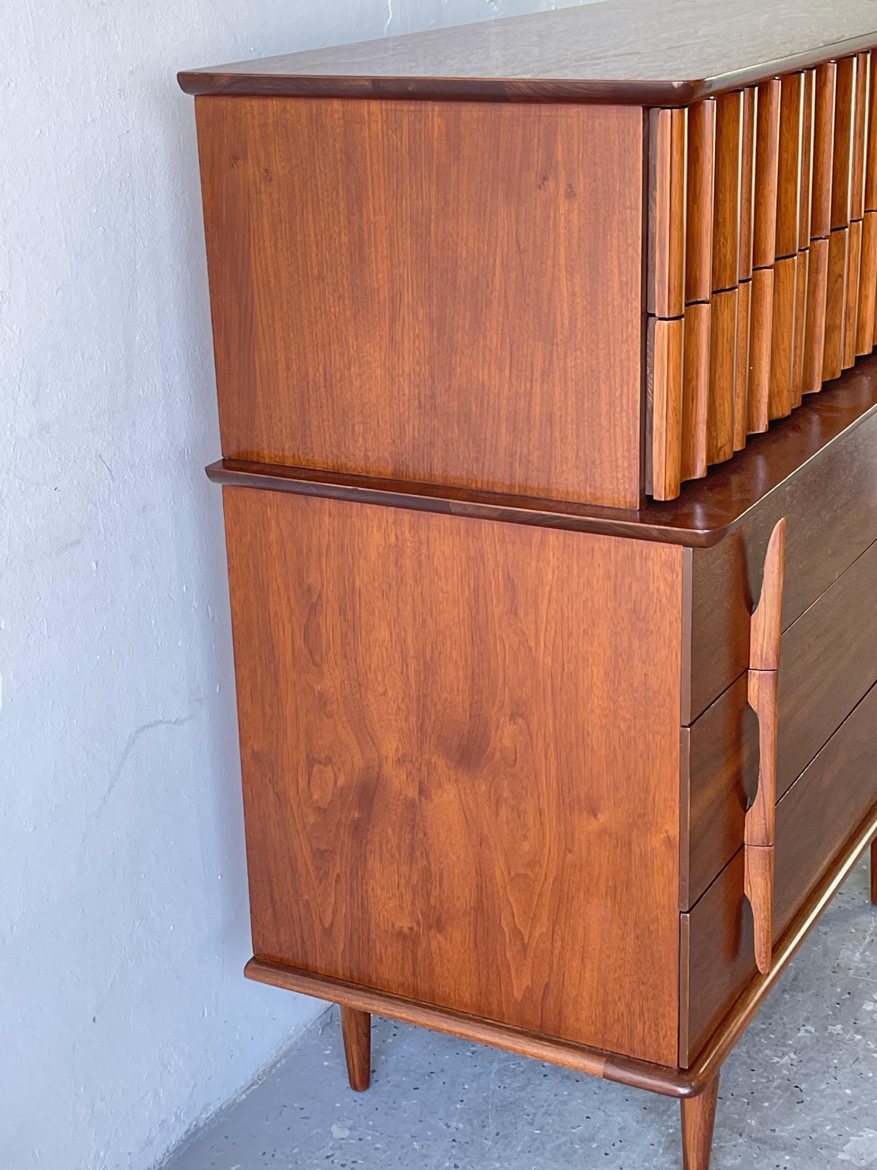 Mid-Century Modern Walnut Tall Dresser by United Furniture 4