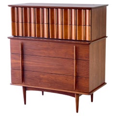 Mid-Century Modern Walnut Tall Dresser by United Furniture
