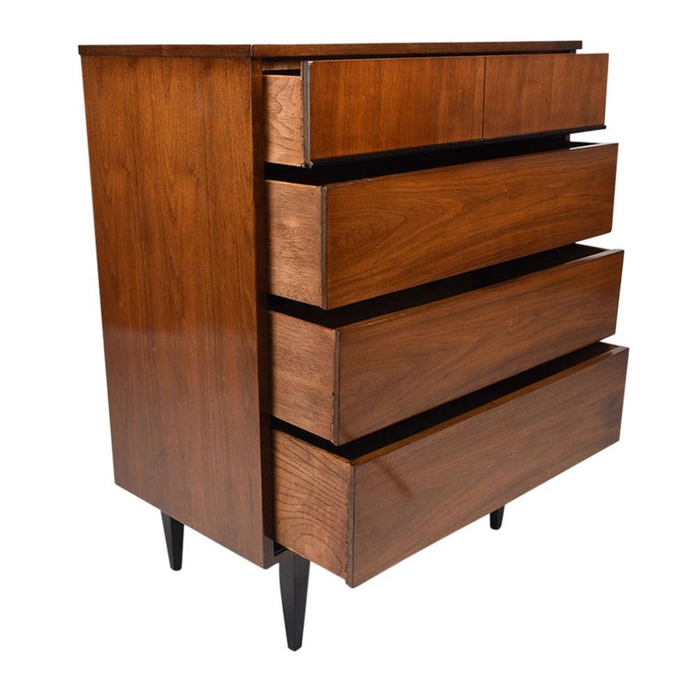 MidCentury Modern Walnut Tall Dresser at 1stDibs tall walnut dresser
