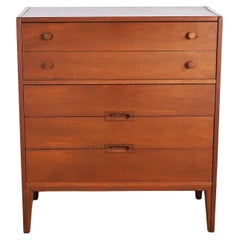Mid-Century Modern Walnut Tallboy Chest With 4 Drawers