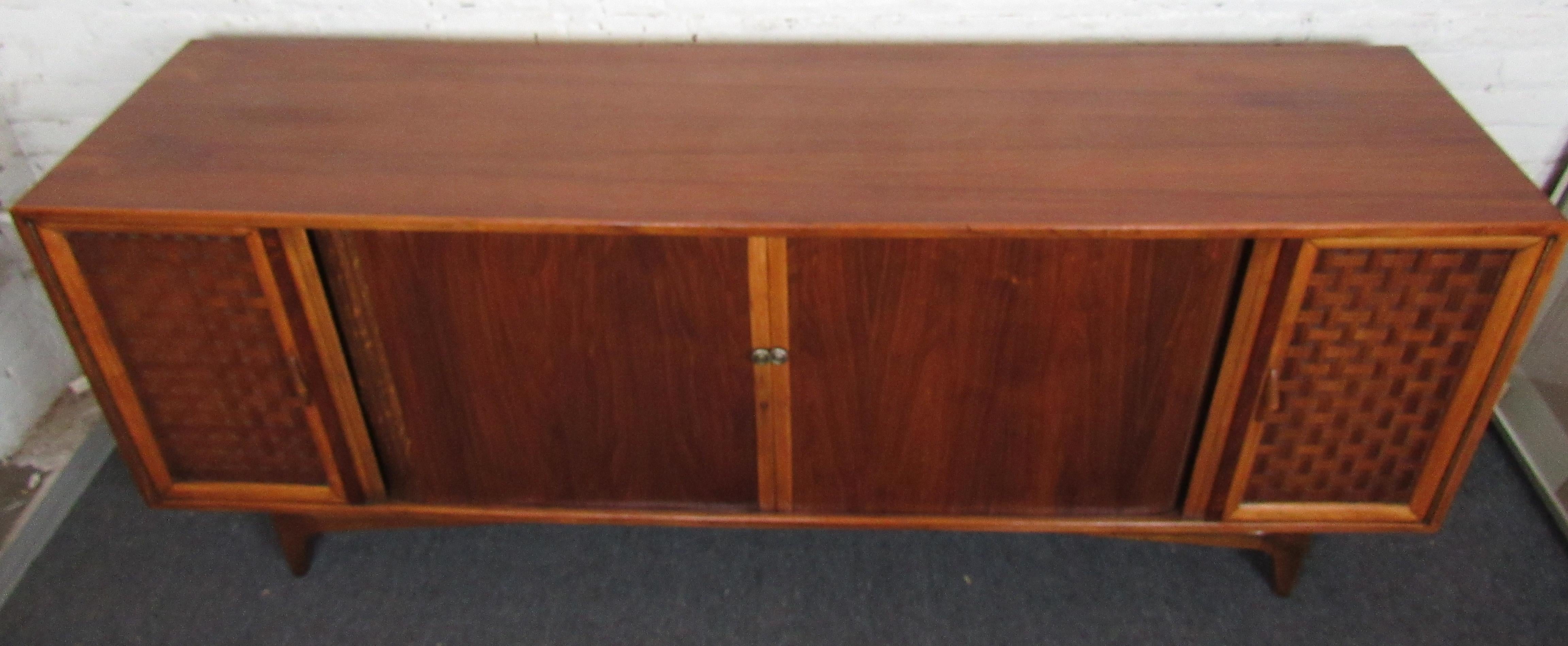 Mid-Century Modern Walnut Tambour Credenza by Lane 6