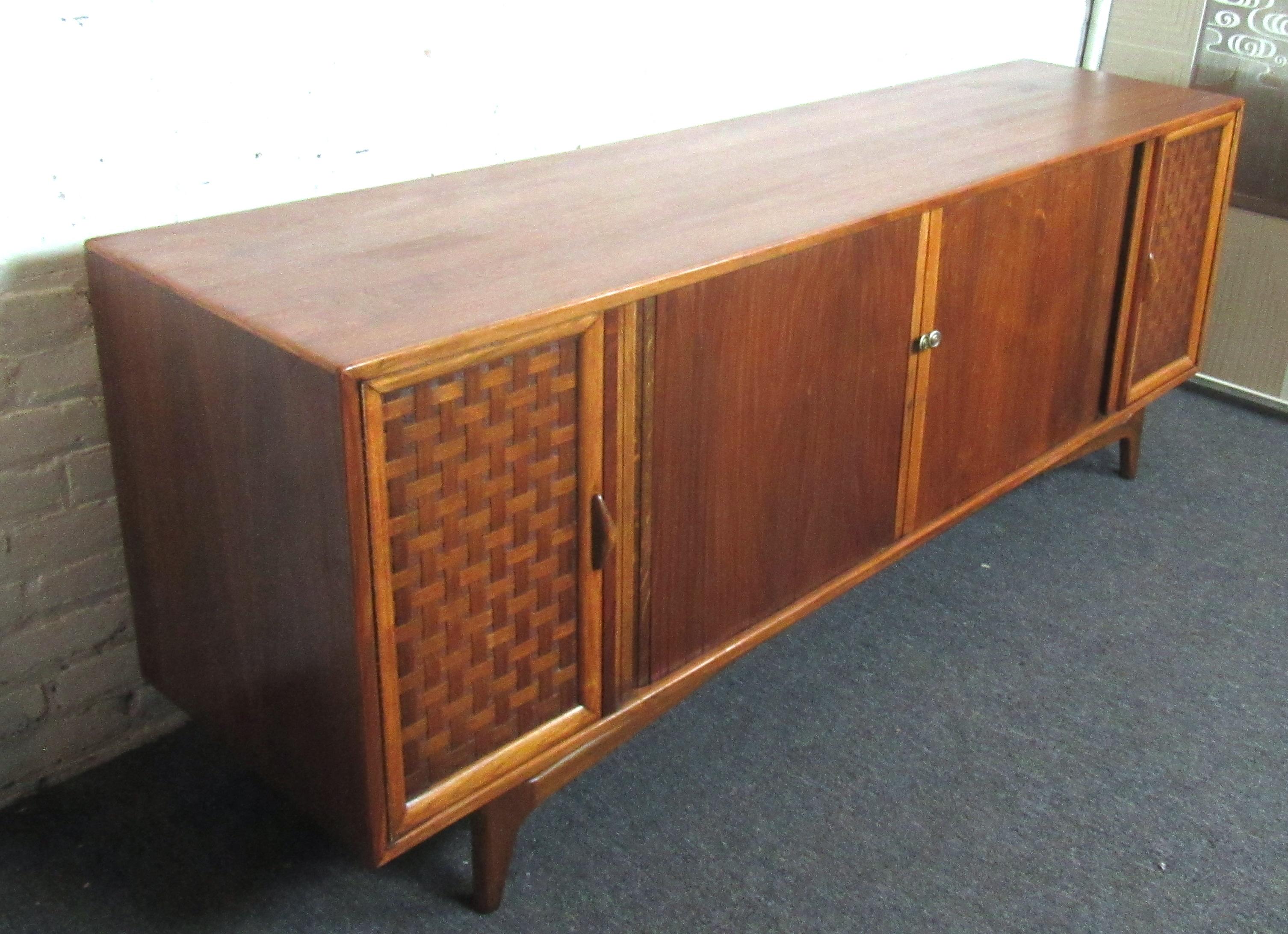 Mid-Century Modern Walnut Tambour Credenza by Lane In Good Condition In Brooklyn, NY