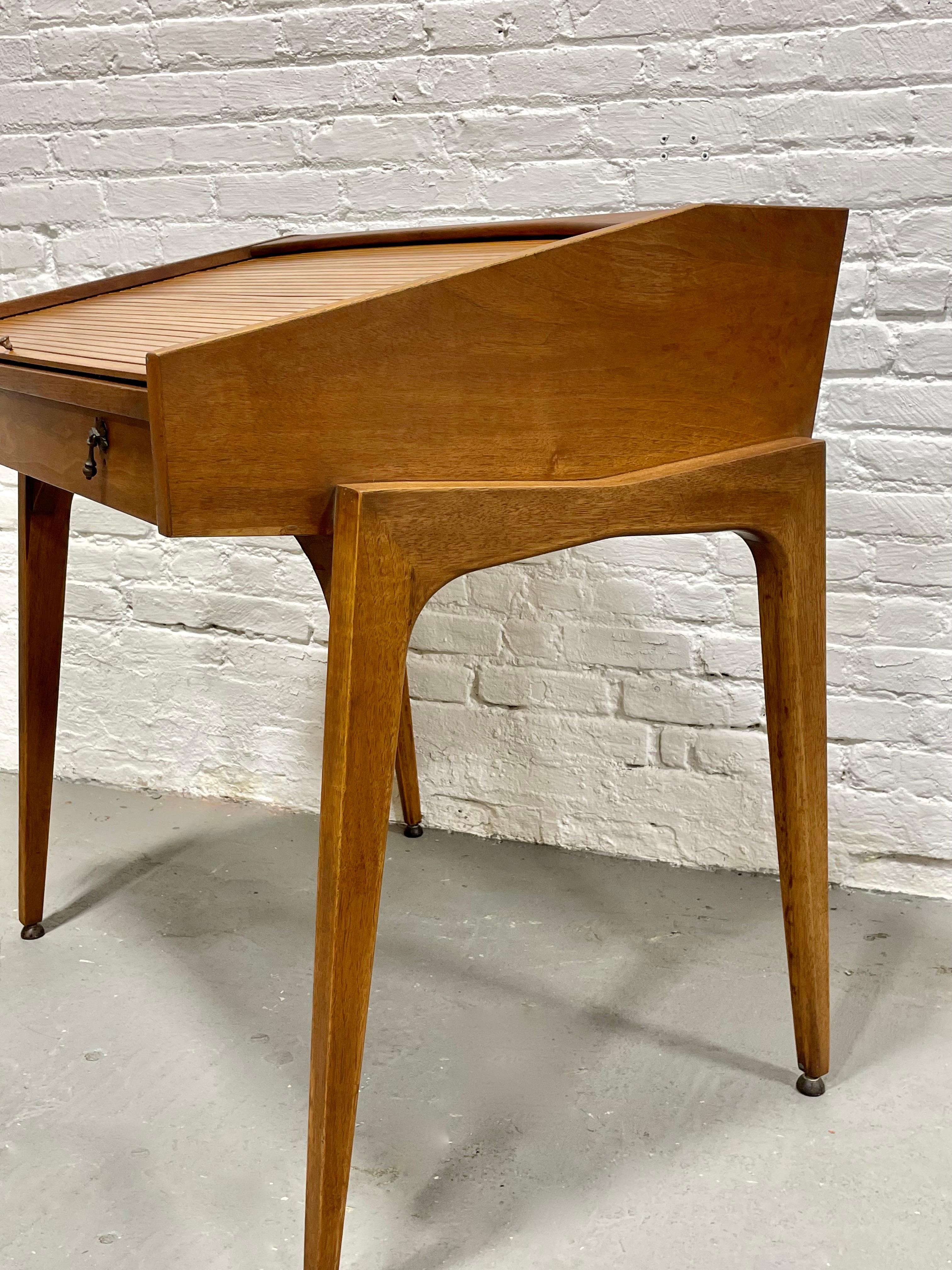 Mid Century MODERN WALNUT Tambour DESK by John Van Koert for Drexel, c. 1960's 6