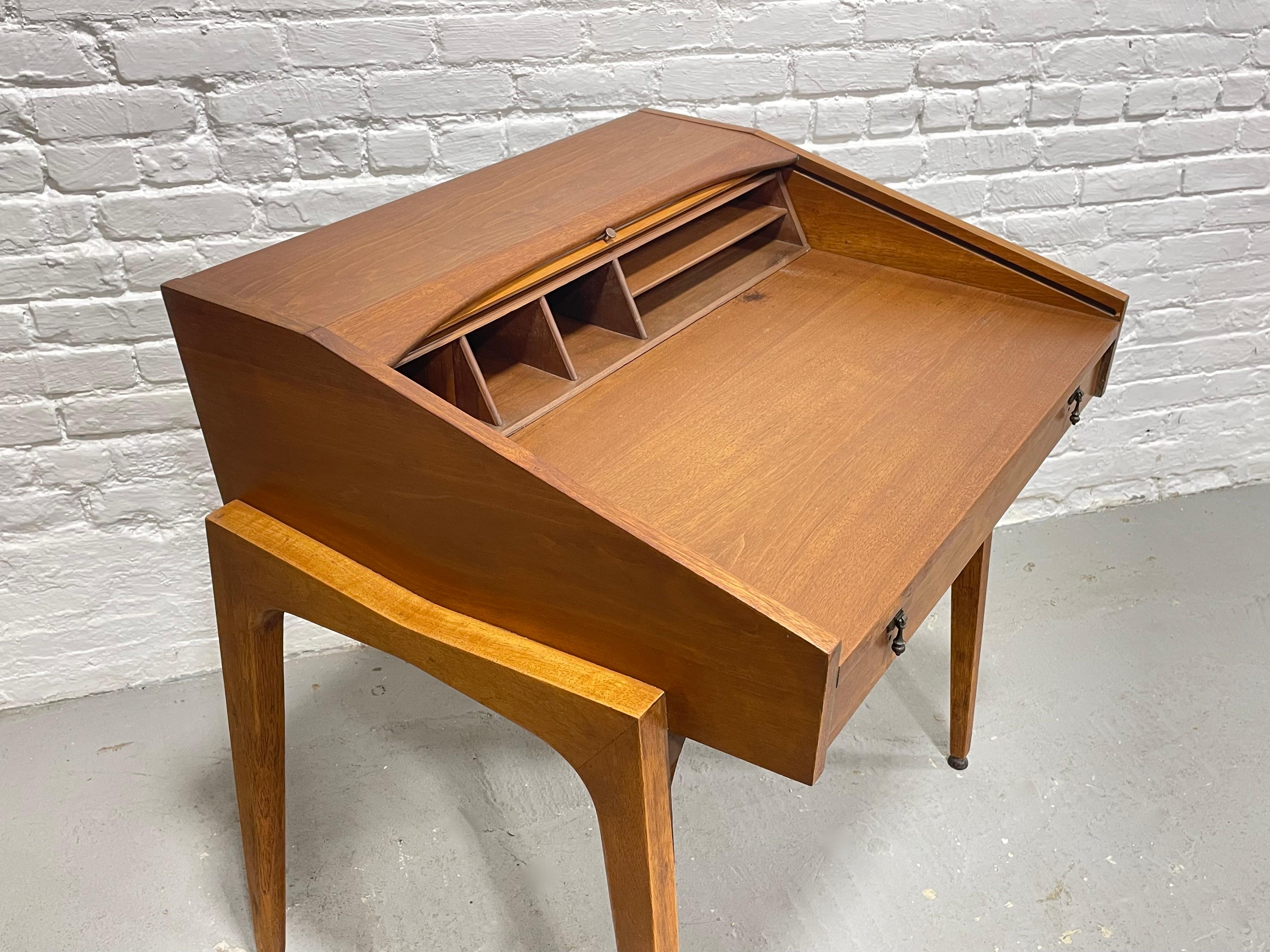 Walnut Mid Century MODERN WALNUT Tambour DESK by John Van Koert for Drexel, c. 1960's