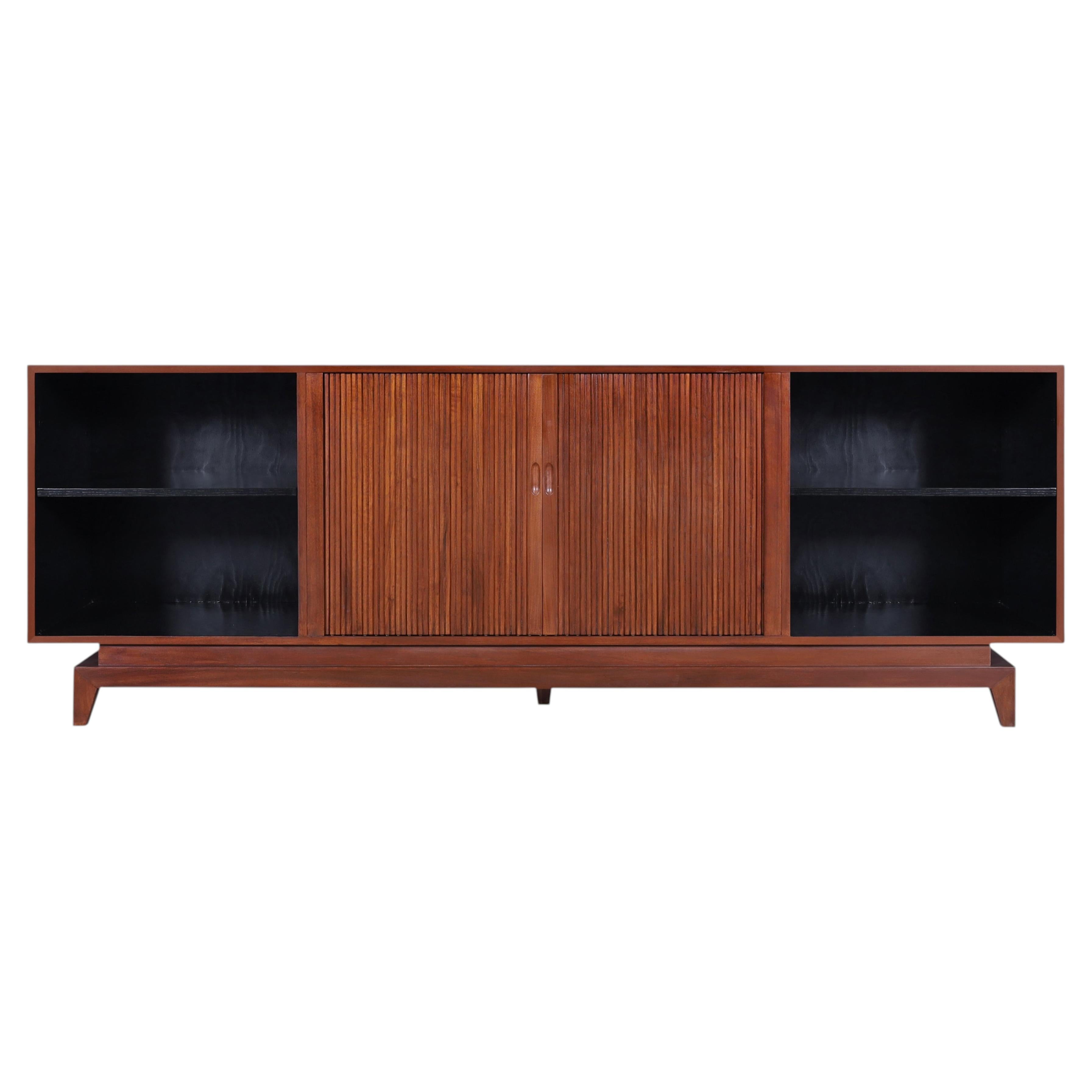 Mid-Century Modern Walnut Tambour Door Credenza, 1960s
