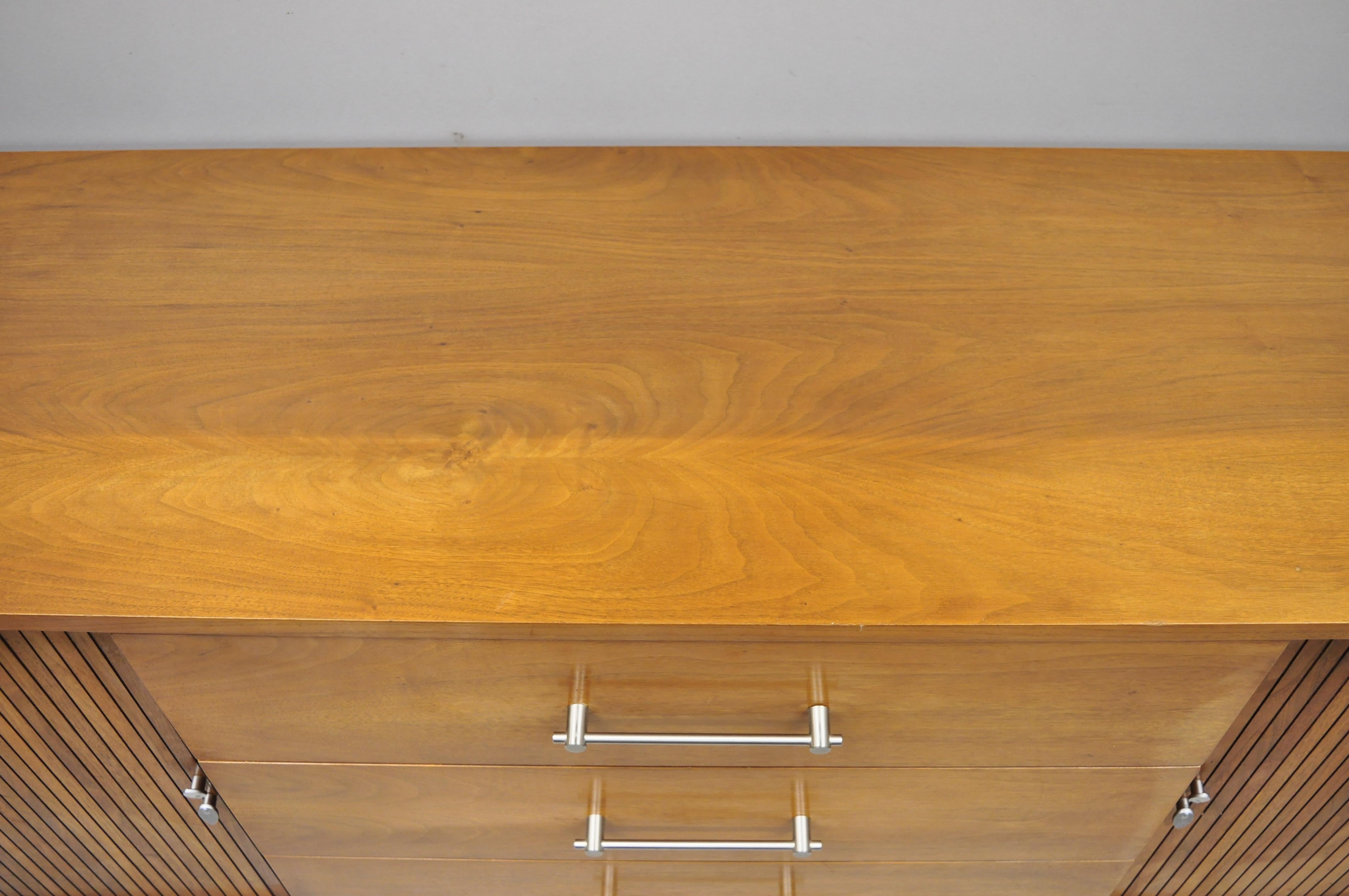 Mid-Century Modern Walnut Tambour Sliding Door Credenza Cabinet John Cameron 2