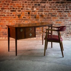 Mid-Century Modern Walnut and Teak Desk and Chair, Denmark, circa 1960