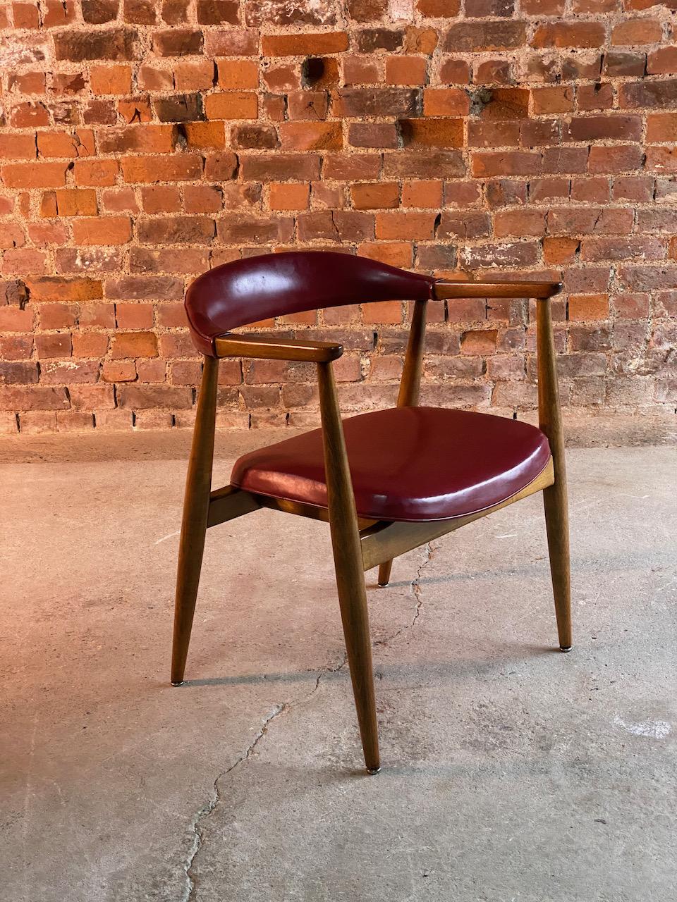 Leather Mid-Century Modern Walnut and Teak Desk and Chair, Denmark, circa 1960
