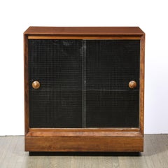 Mid-Century Modern Walnut & Textured Glass Dry Bar/ Cabinet by Gilbert Rohde