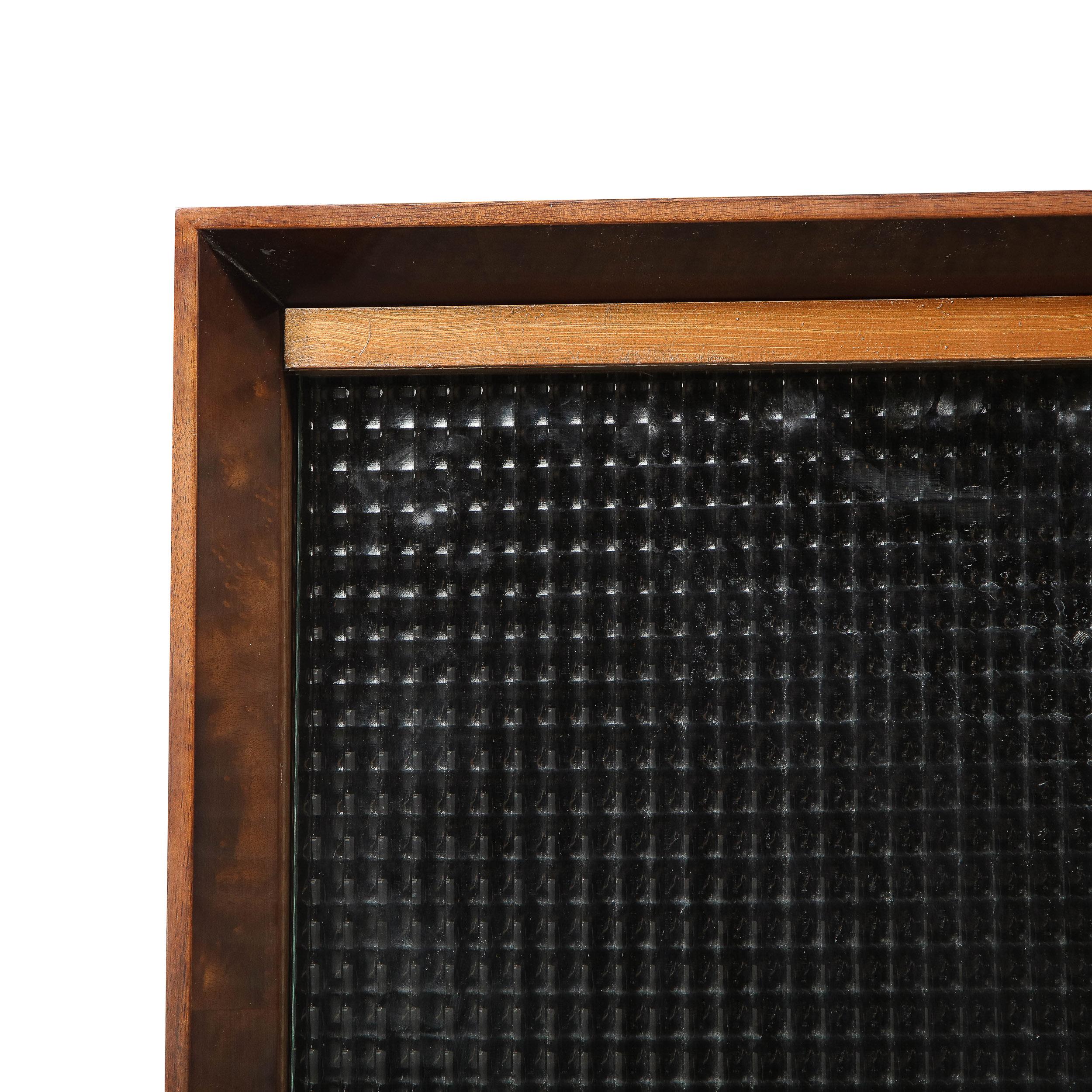 Mid-20th Century Mid-Century Modern Walnut & Textured Glass Dry Bar/ Cabinet by Gilbert Rohde