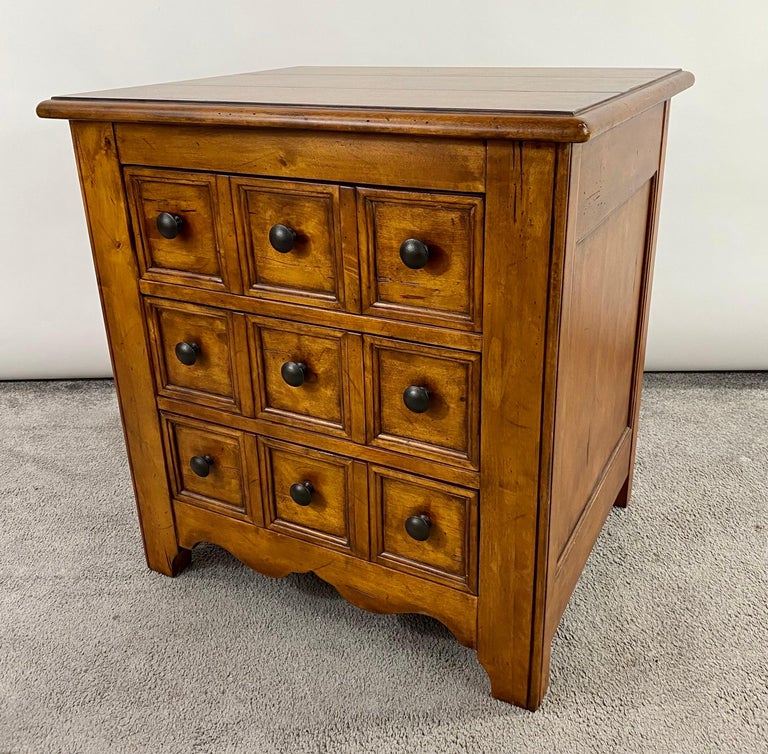 MidCentury Modern Walnut Three Drawer Side, End Table or Nightstand by