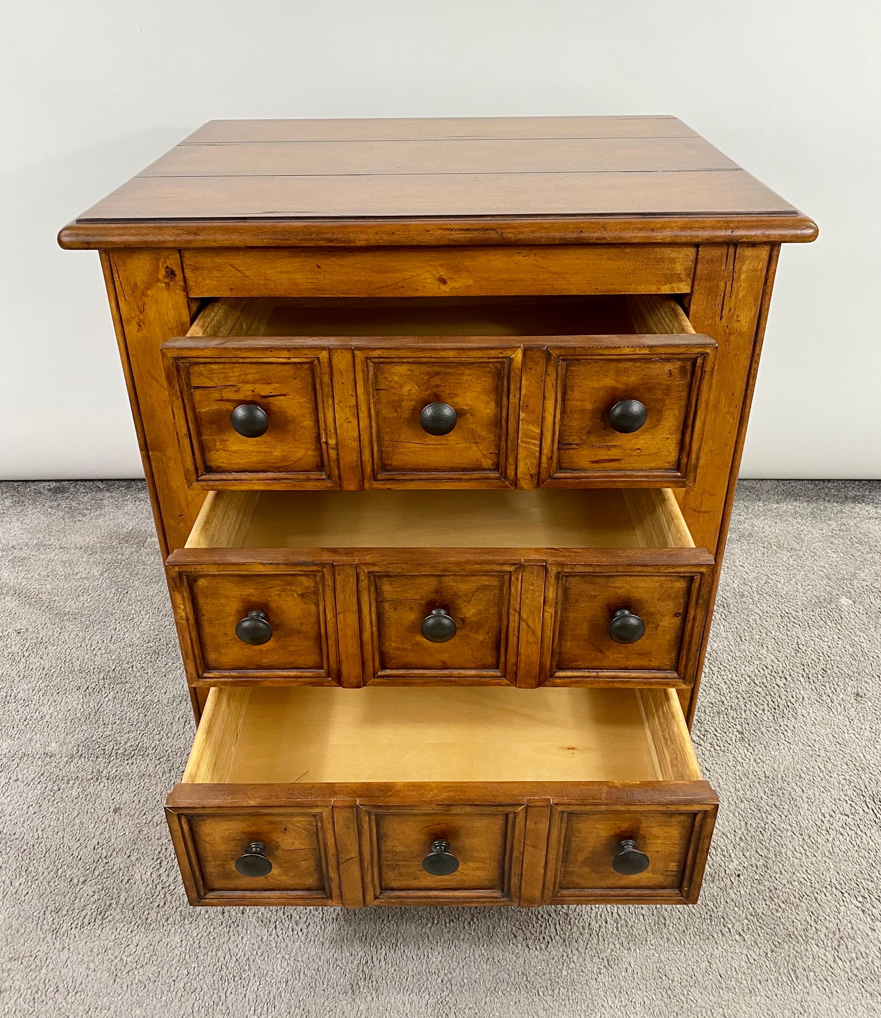 Mid-Century Modern Walnut Three Drawer Side, End Table or Nightstand by Hekman 1