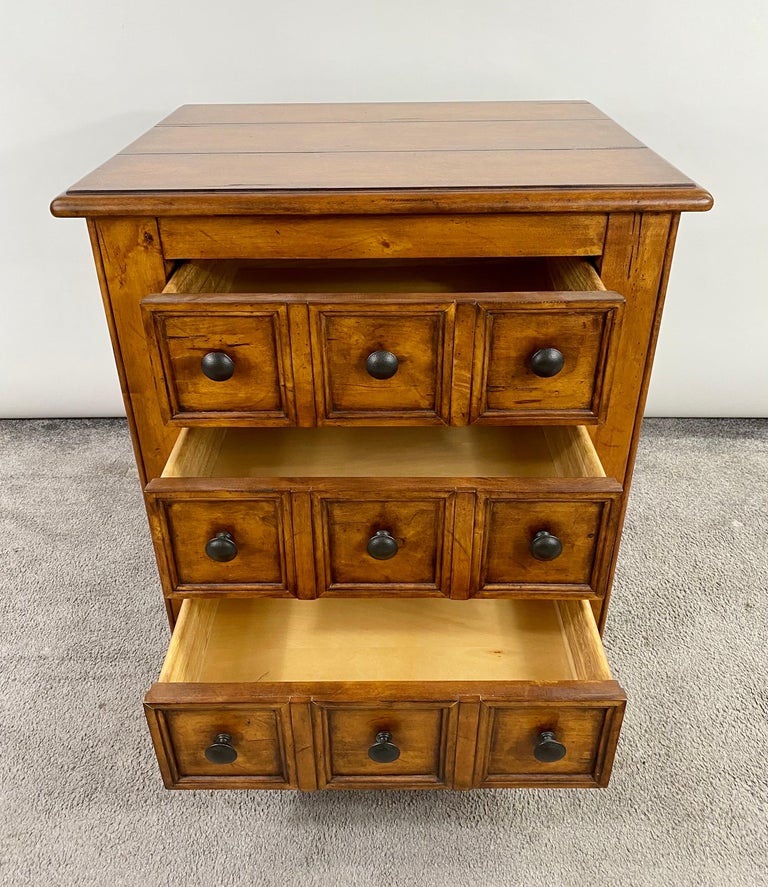 MidCentury Modern Walnut Three Drawer Side, End Table or Nightstand by