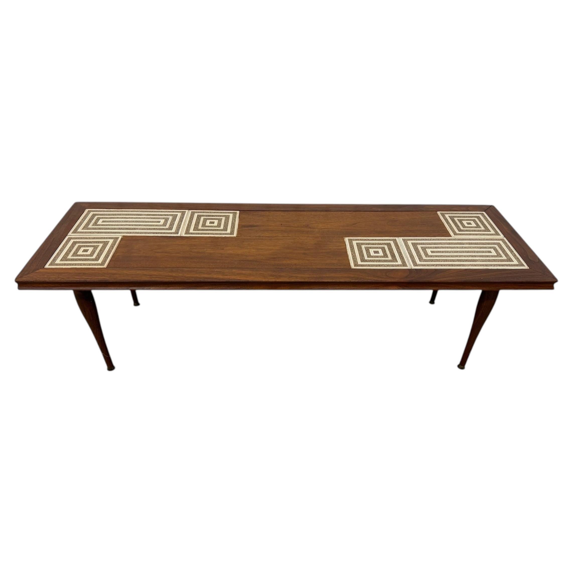 Mid-Century Modern Walnut Tile-Top Coffee Table
