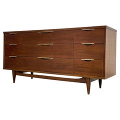 Vintage Mid Century MODERN Walnut TRIPLE DRESSER by Kent Coffey’s Tableau Line, c. 1960