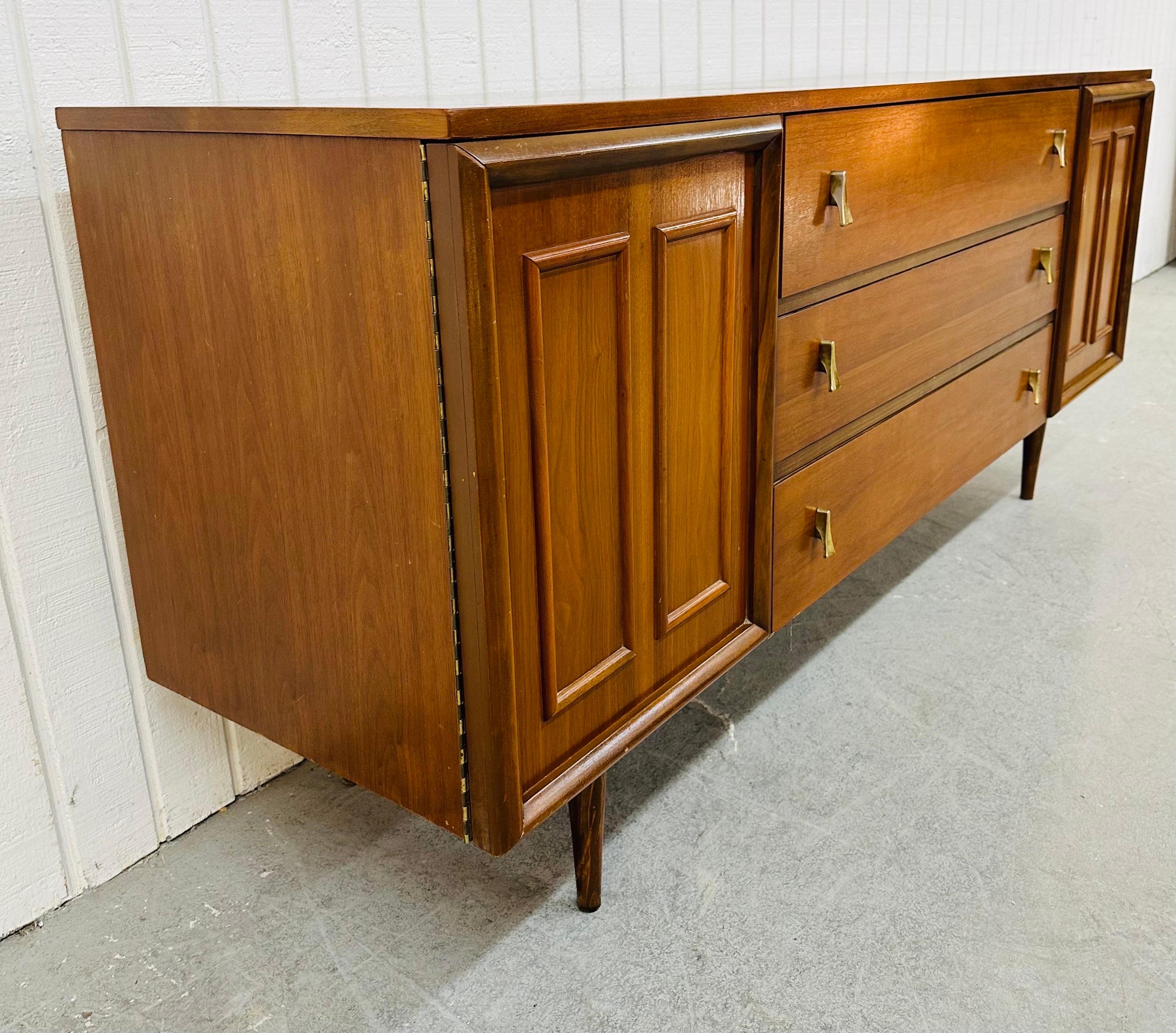 American Mid-Century Modern Walnut Triple Dresser For Sale
