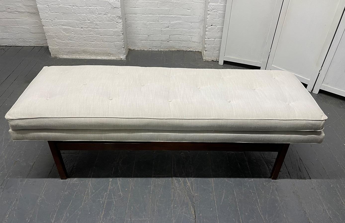 American Mid-Century Modern Walnut Tufted Bench For Sale