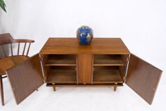Mid-Century Modern Walnut Two Doors Floating Base Small Petit Credenza Mint