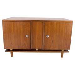 Vintage Mid-Century Modern Walnut Two Doors Floating Base Small Petit Credenza Mint