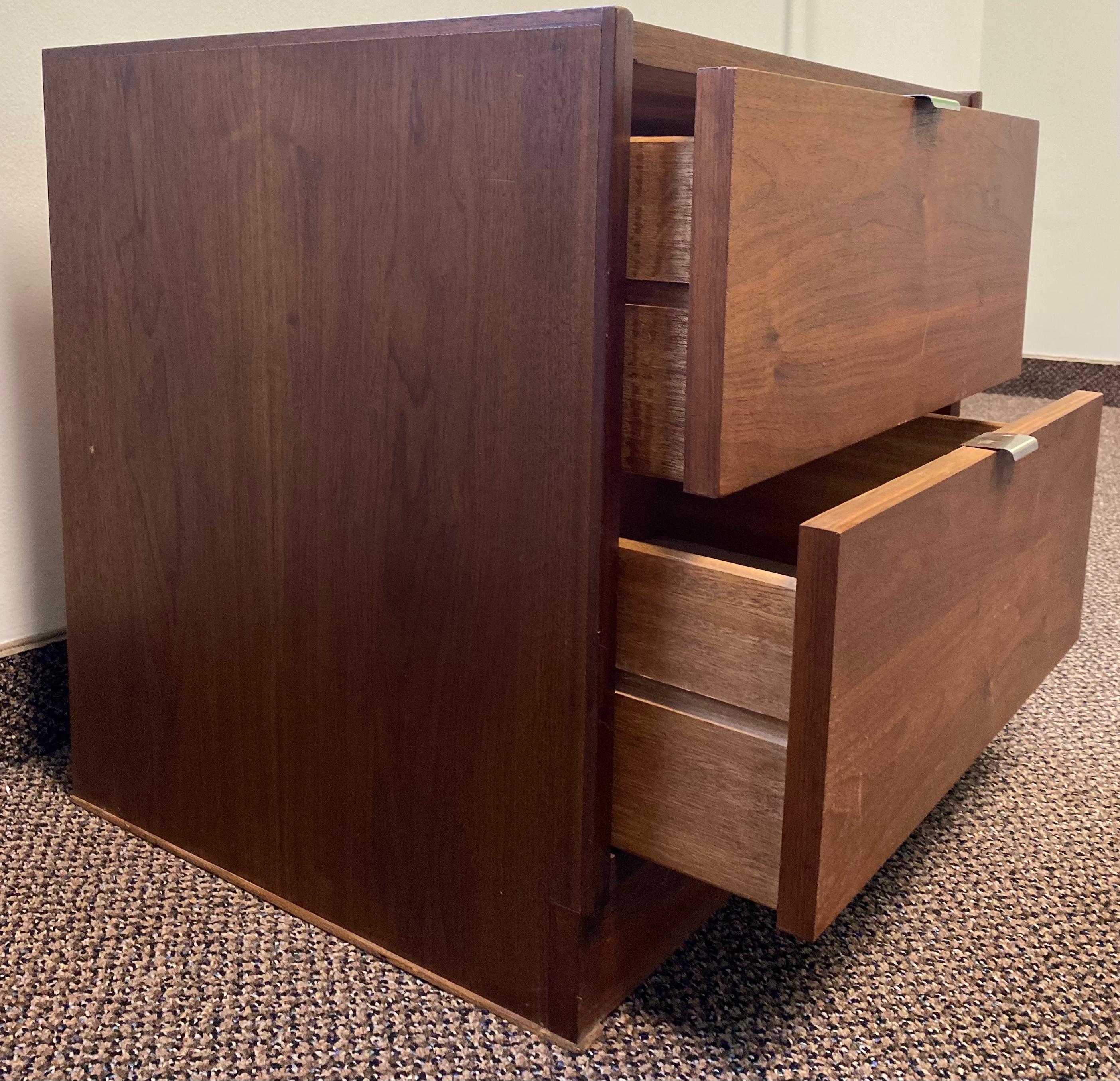 Woodwork Mid-Century Modern Walnut Two-Drawer Cabinet For Sale