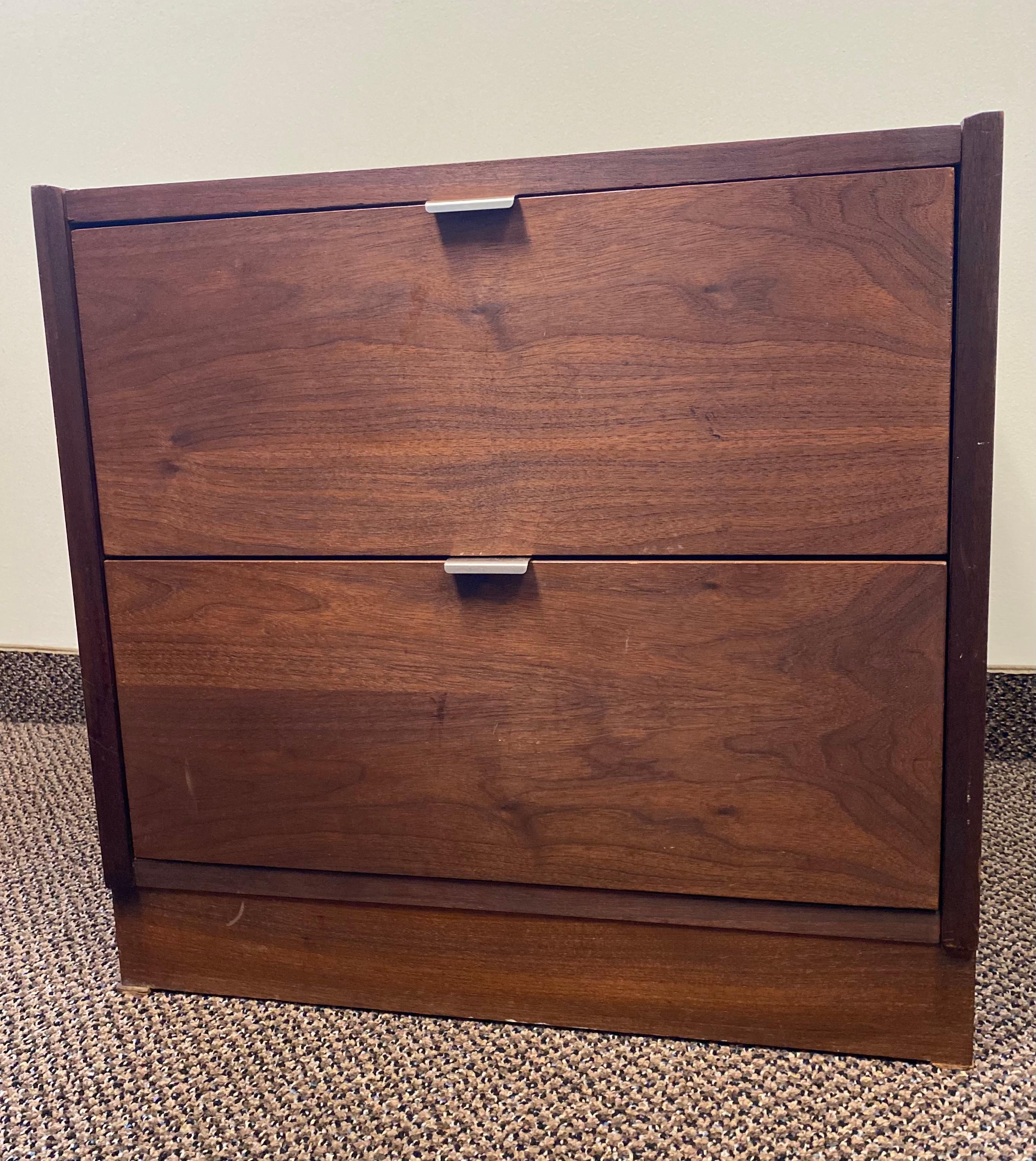20th Century Mid-Century Modern Walnut Two-Drawer Cabinet For Sale
