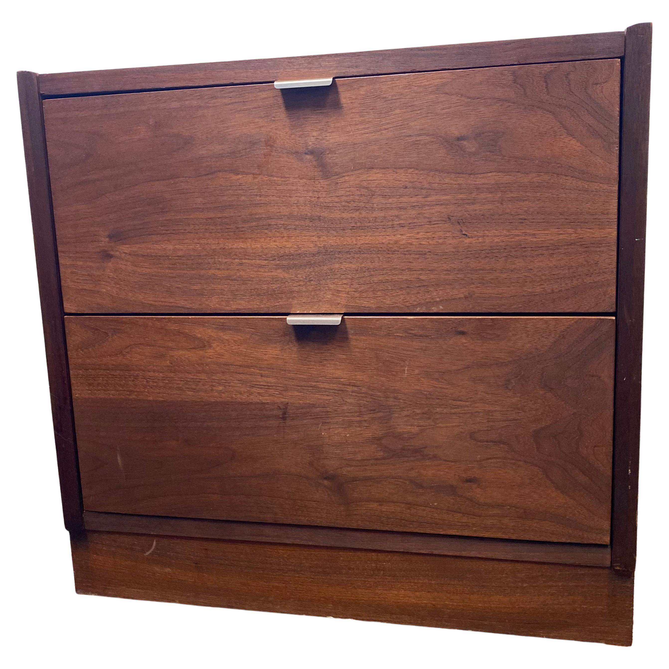 Mid-Century Modern Walnut Two-Drawer Cabinet For Sale