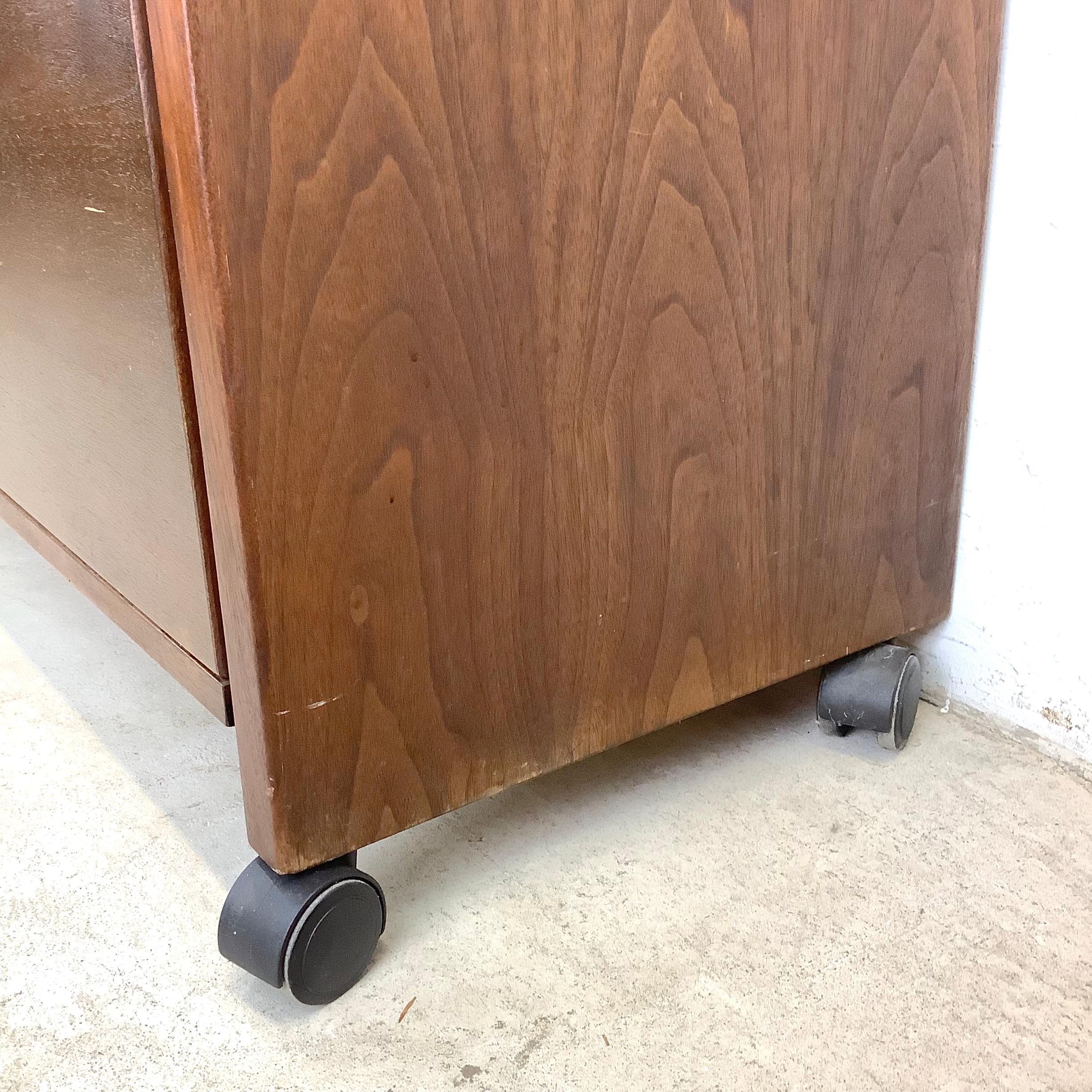 Mid-Century Modern Walnut Two Drawer Filing Cabinet For Sale 6