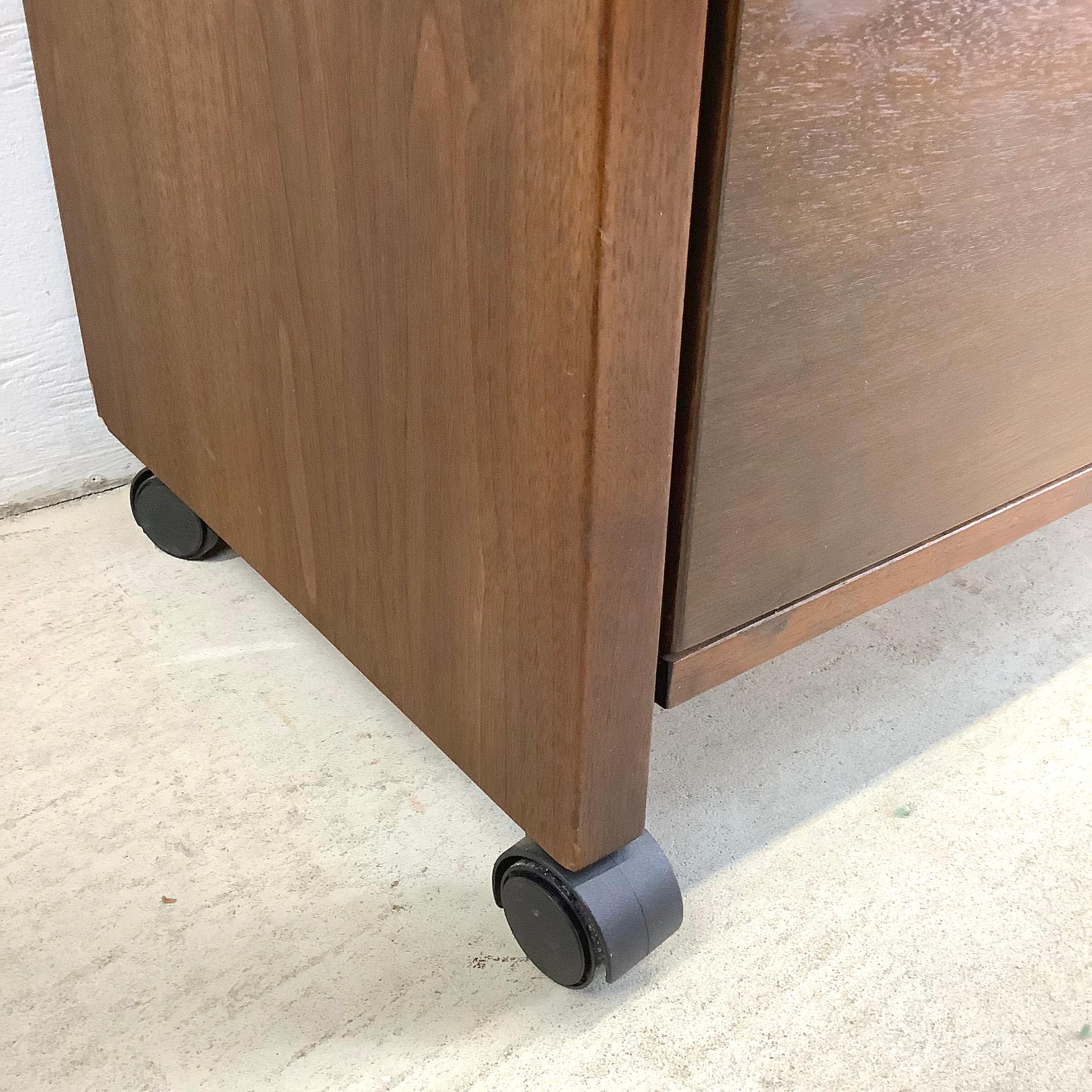 Mid-Century Modern Walnut Two Drawer Filing Cabinet For Sale 8
