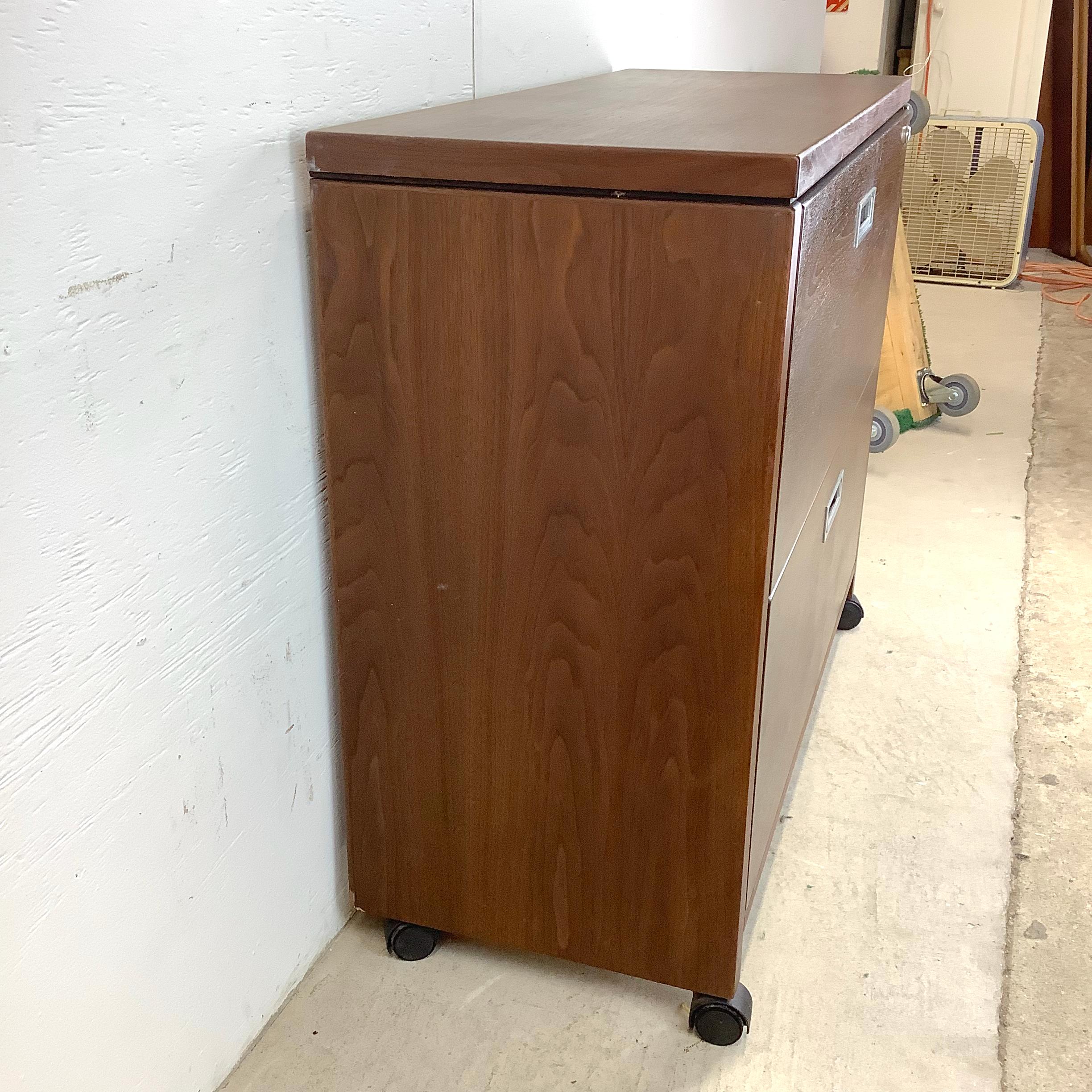 Mid-Century Modern Walnut Two Drawer Filing Cabinet For Sale 2