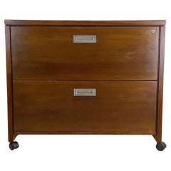 Mid-Century Modern Walnut Two Drawer Filing Cabinet
