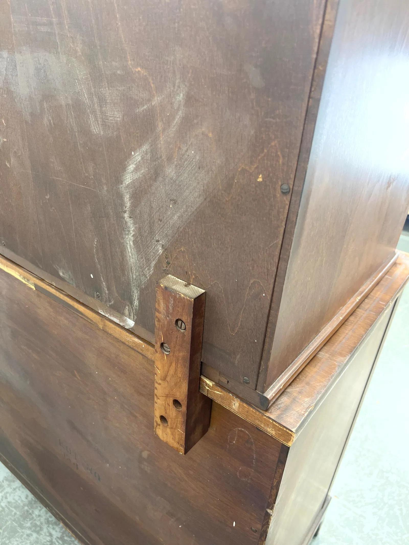 American Mid Century Modern Walnut Two-Piece Gentleman's Chest For Sale