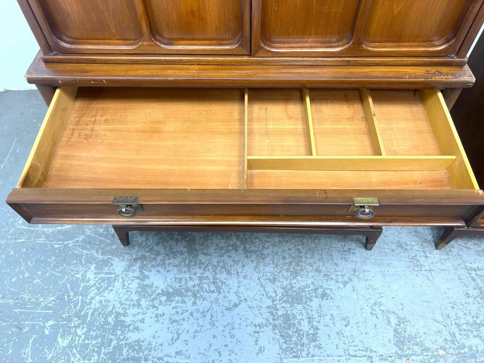 Mid Century Modern Walnut Two-Piece Gentleman's Chest For Sale 1
