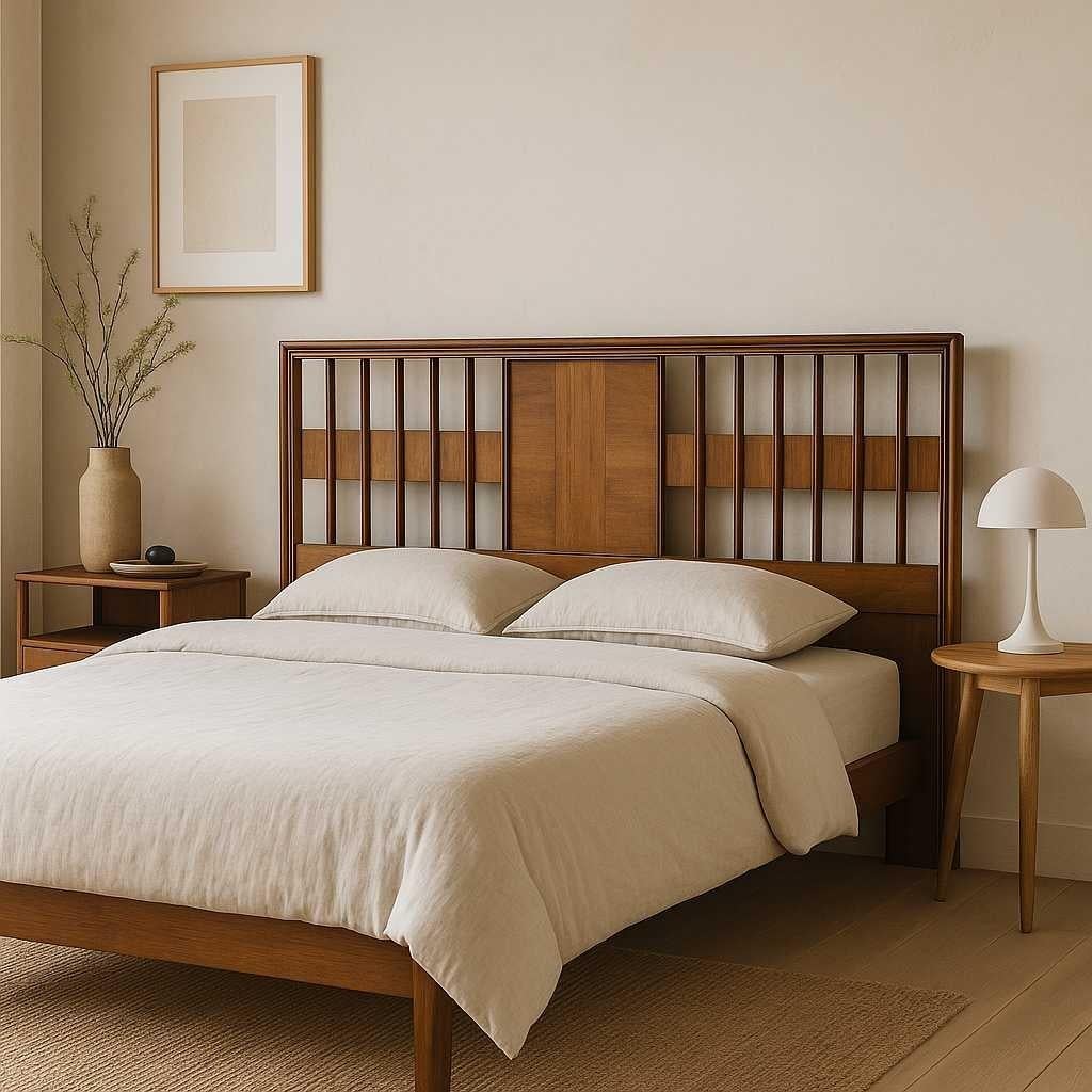 Tête de lit King en placage de noyer avec garniture chromée en vente 5