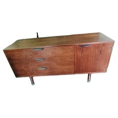 Mid-Century Modern Walnut W Aluminum Inlay Credenza by Jens Risom