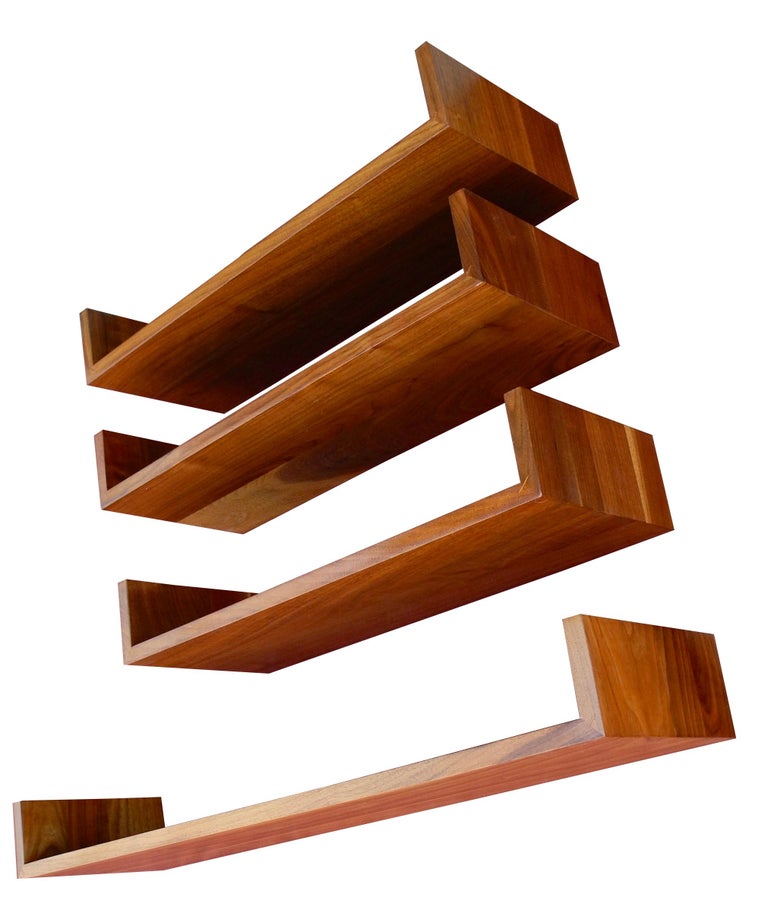 MidCentury Modern Walnut Wall Hanging Shelves Designed by Mel Smilow