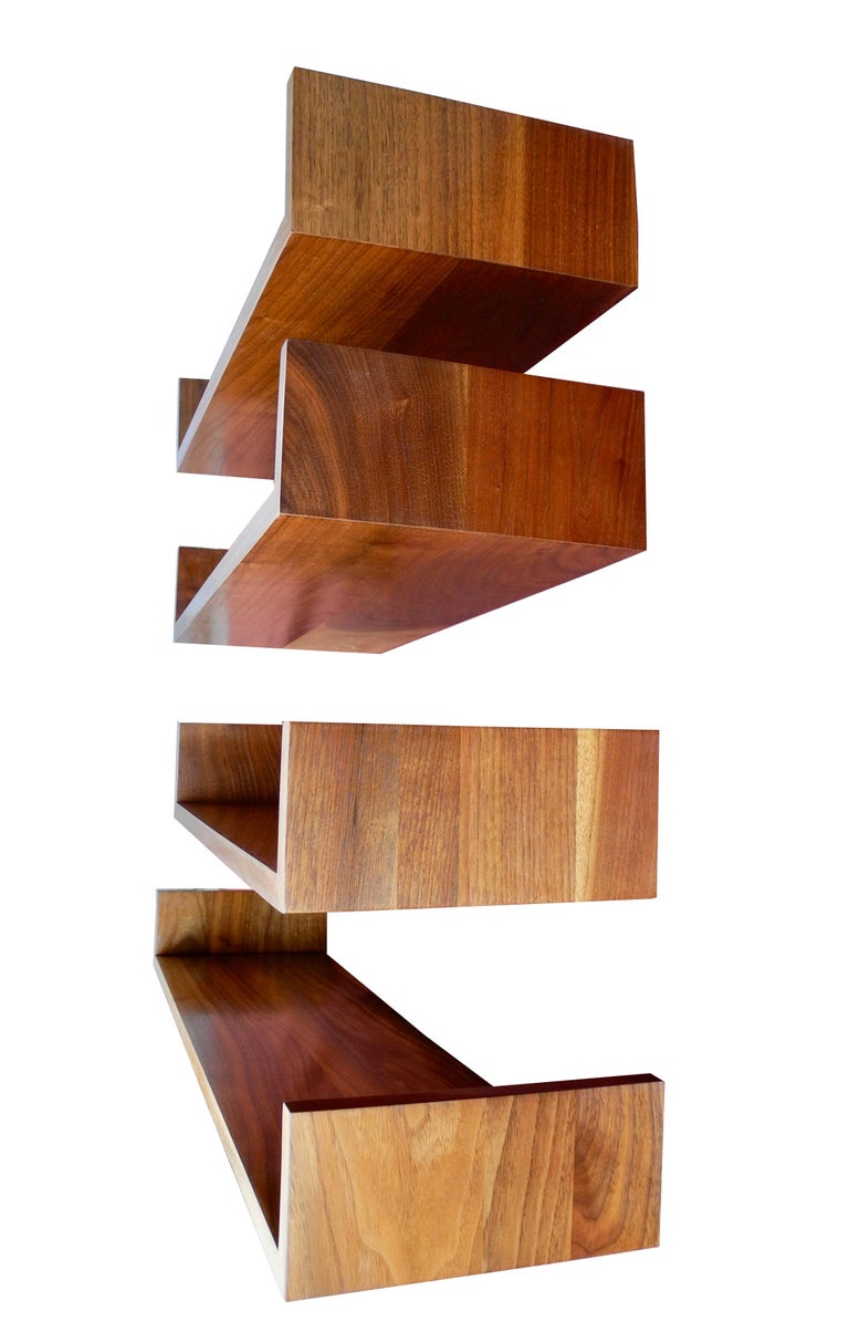 Mid-Century Modern Walnut Wall Hanging Shelves Designed by Mel Smilow In Good Condition For Sale In Hudson, NY