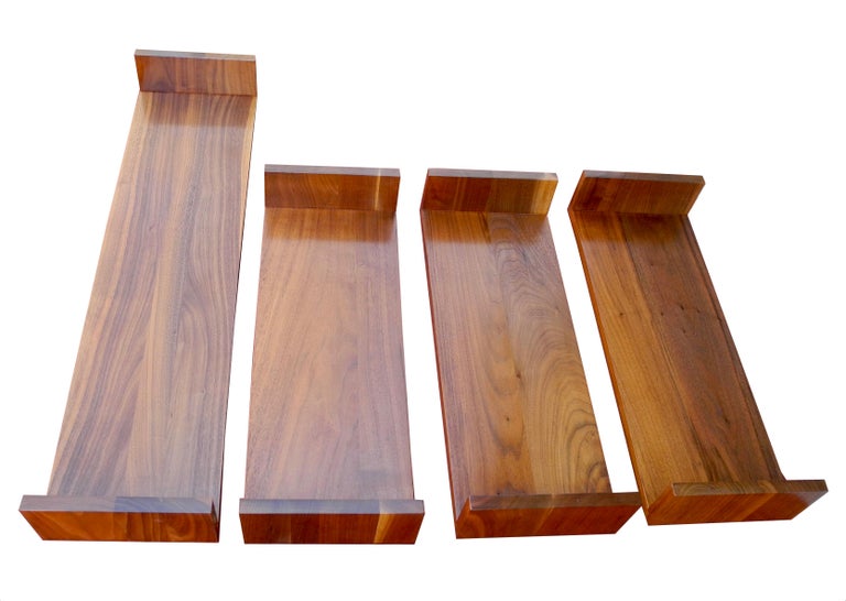 Mid-Century Modern Walnut Wall Hanging Shelves Designed by Mel Smilow For Sale 1