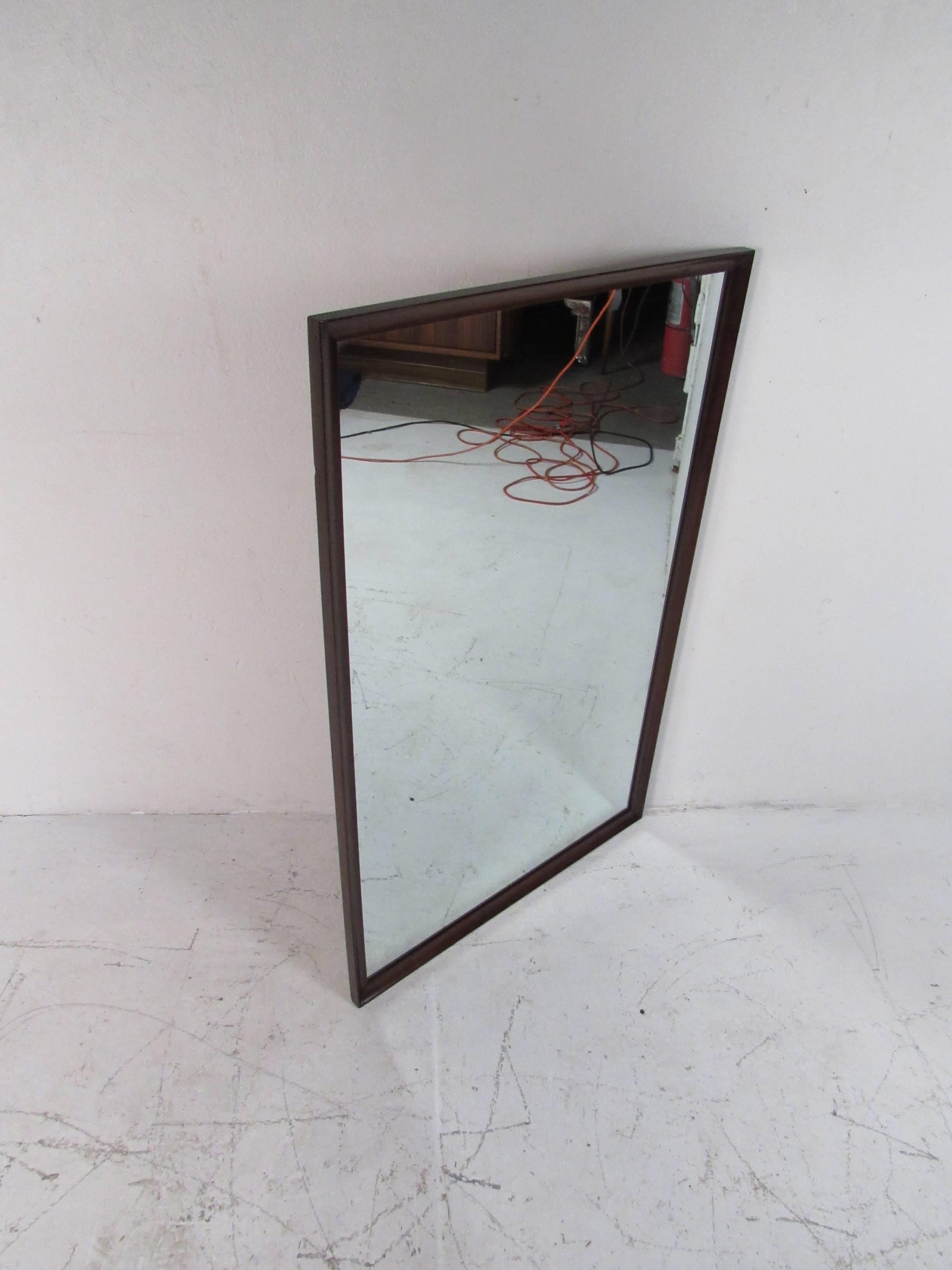 Late 20th Century Mid-Century Modern Walnut Wall Mirror For Sale