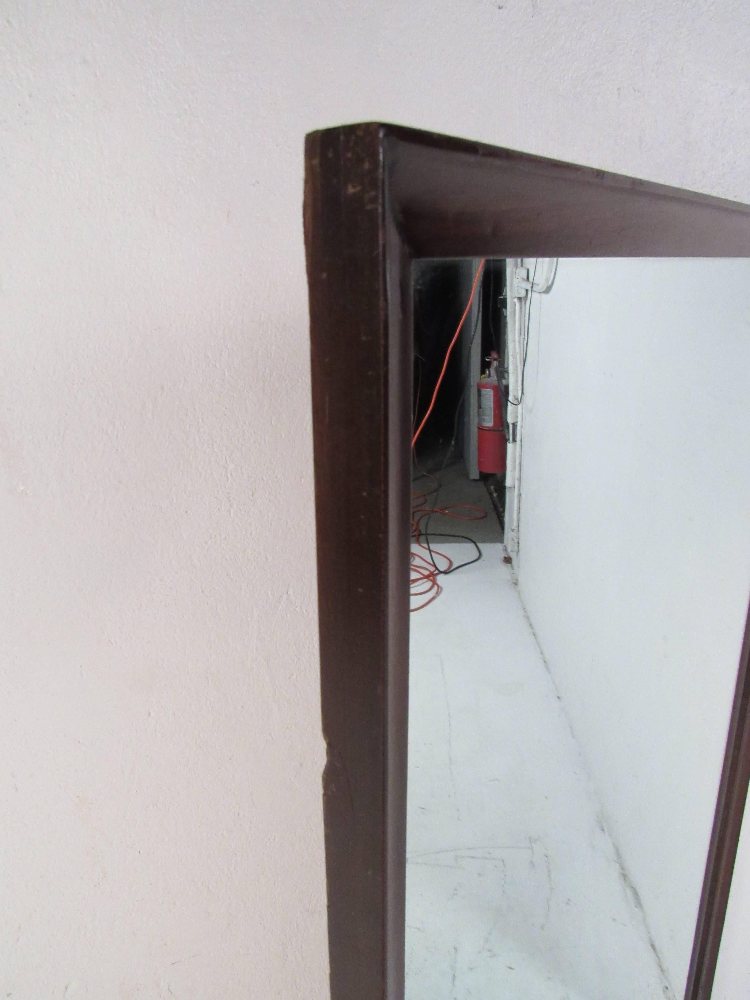 Mid-Century Modern Walnut Wall Mirror For Sale 2